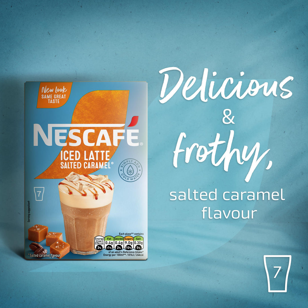NESCAFÉ Iced Latte Salted Caramel Instant Coffee - 7 x 14.5g Sachets