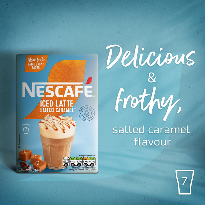 NESCAFÉ Iced Latte Salted Caramel Instant Coffee - 7 x 14.5g Sachets