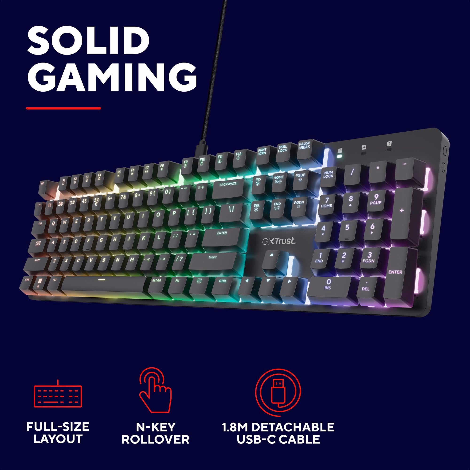 GXTrust GXT 871 Zora Mechanical Gaming Keyboard - UK Layout, RGB Illumination, Aluminium Top Plate 4