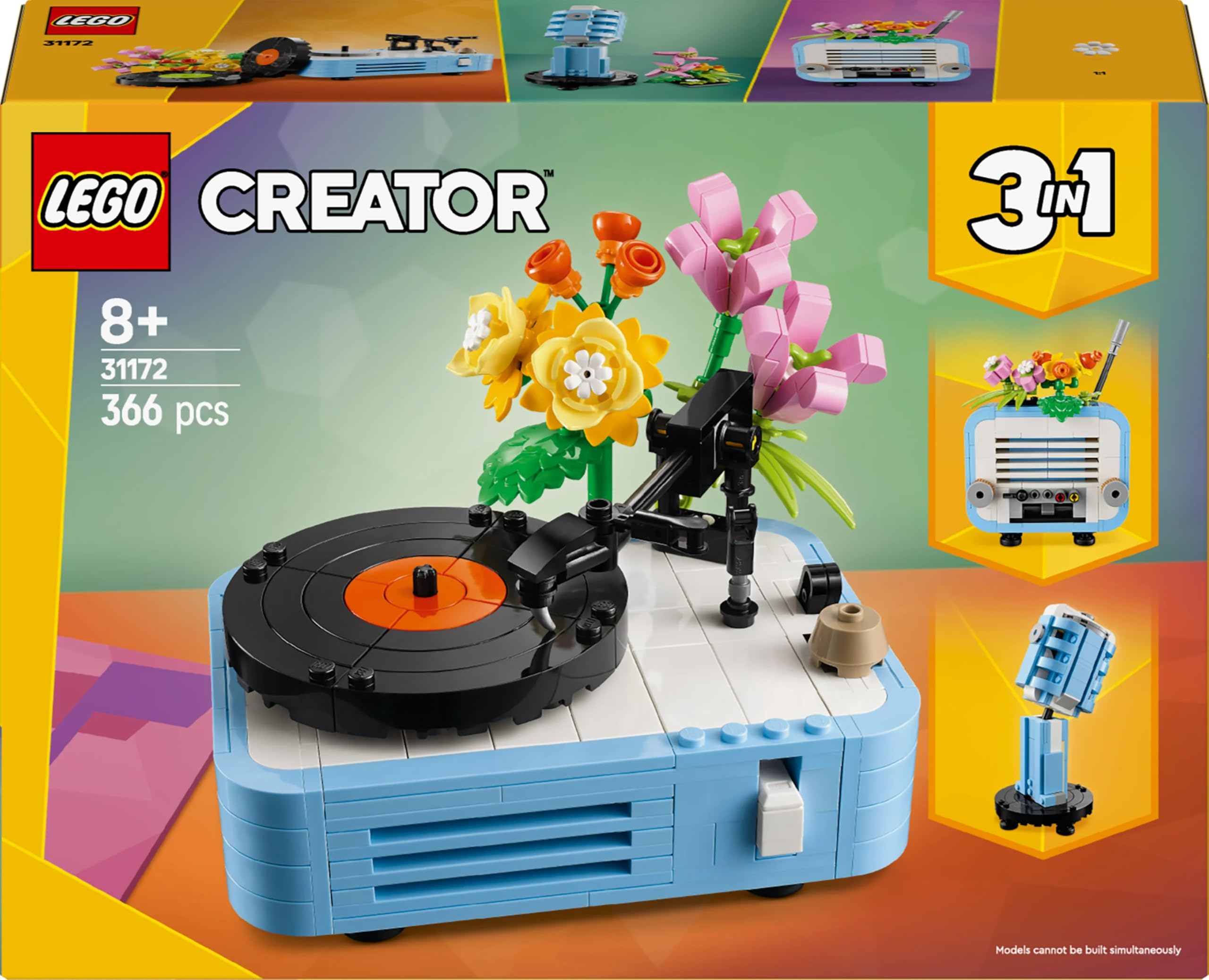 LEGO Creator 3in1 Record Player with Flowers Building Set - Rebuilds into Radio or Microphone, 366 Pieces 10