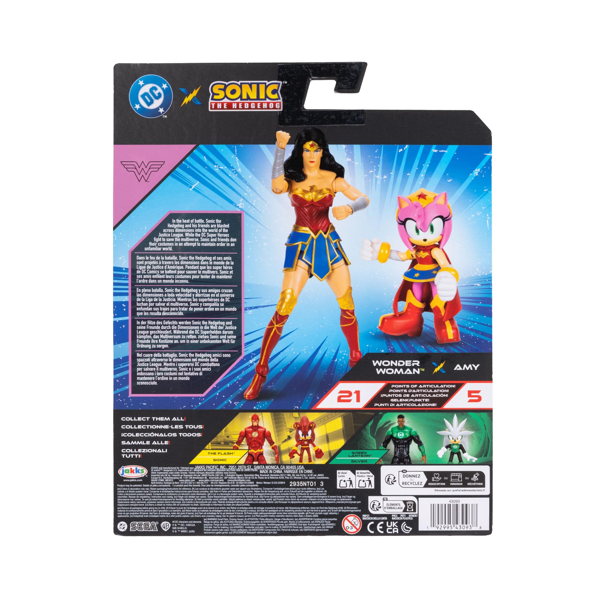 Sonic The Hedgehog DC Crossover Amy as Wonder Woman & Classic Wonder Woman Action Figure Multipack 7