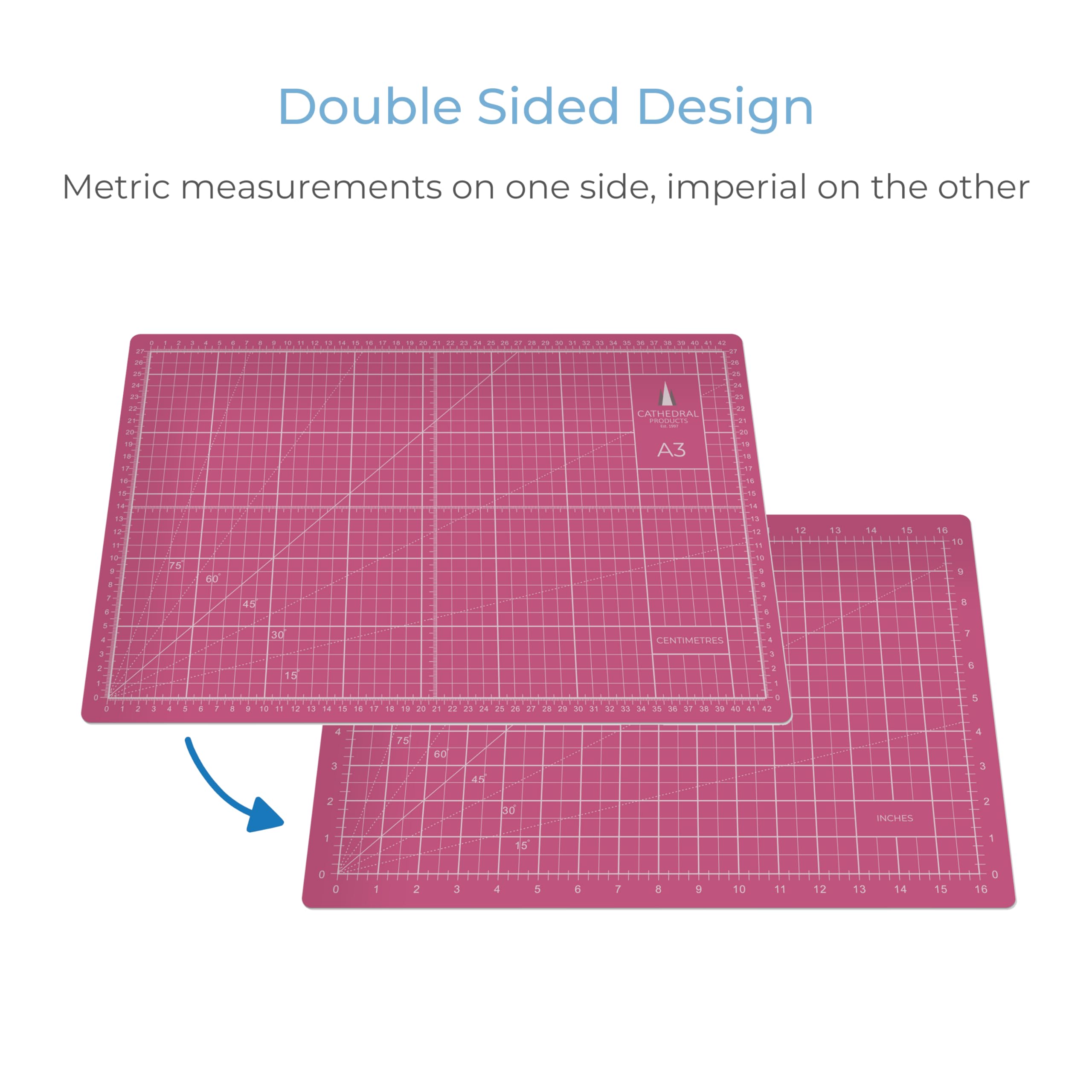 Cathedral Products A4 Double-Sided Self-Healing Cutting Mat | 3mm Thick | Pink 2