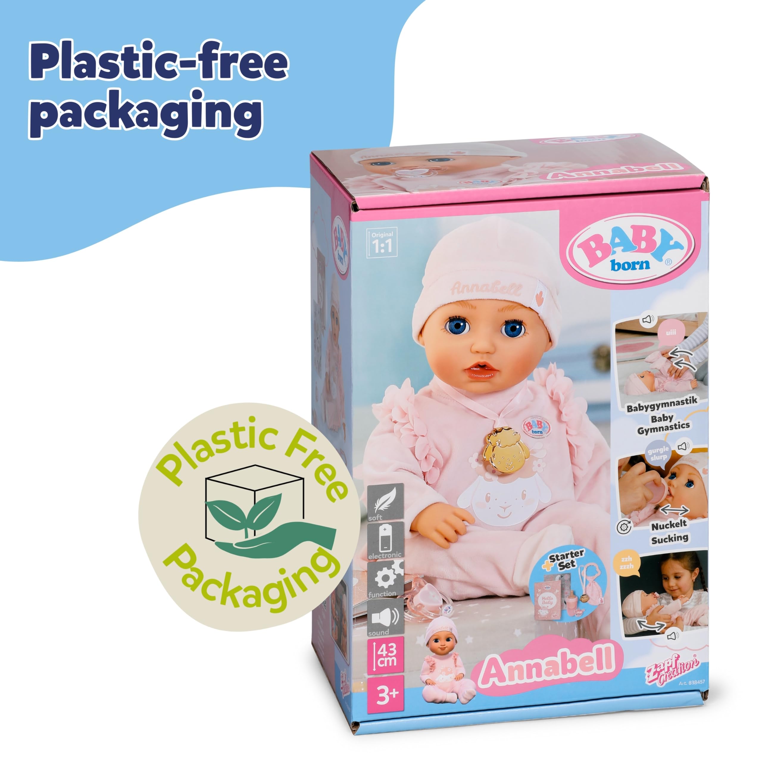 BABY born Annabell Soft Doll - 43cm, Interactive, Rosa | Ages 3+ 8