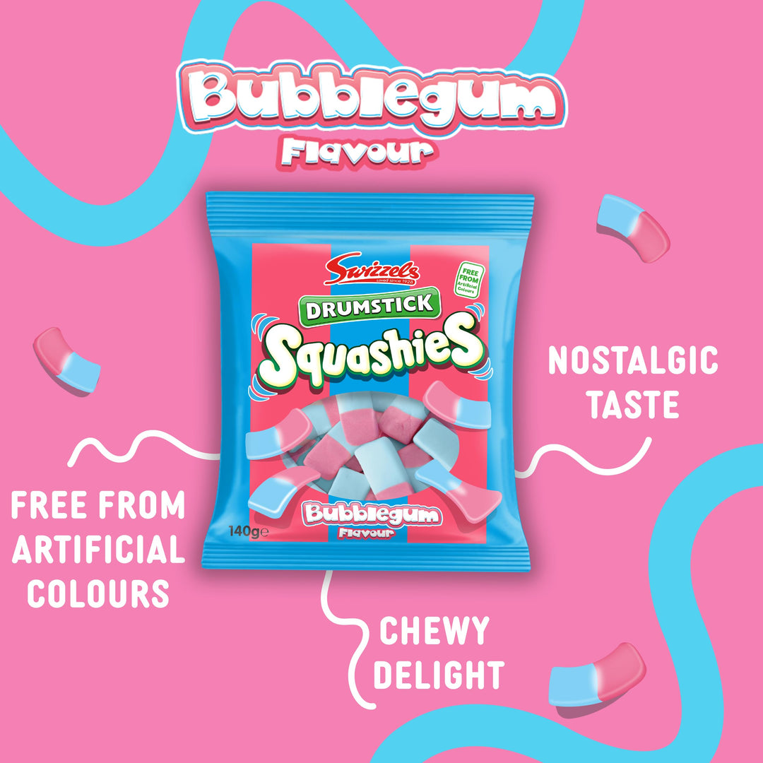 Swizzels Squashies Sweets - Bubblegum Flavour Chewy Candy - 140g