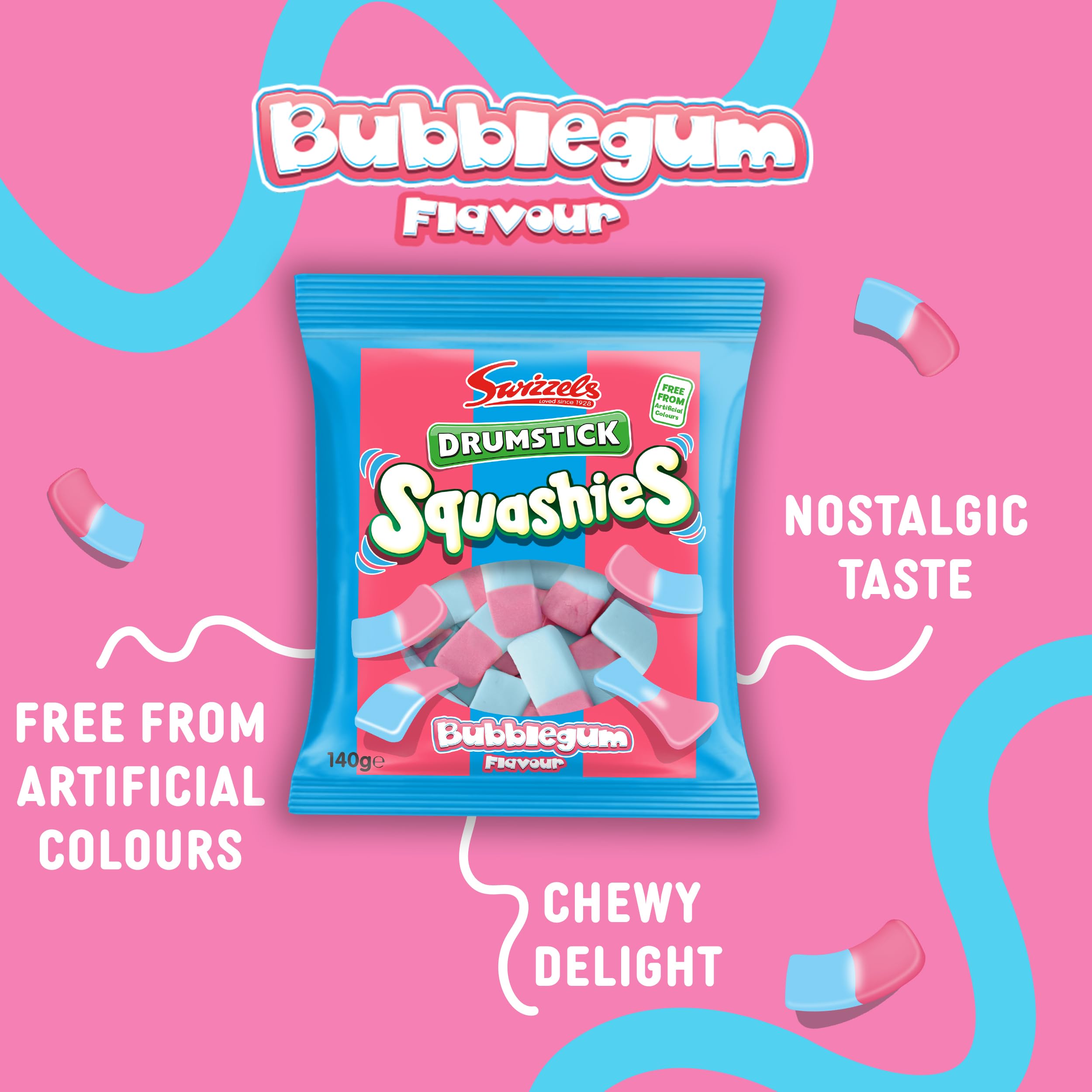 Swizzels Squashies Süßigkeiten – Kaubonbon mit Kaugummigeschmack – 140 g 5