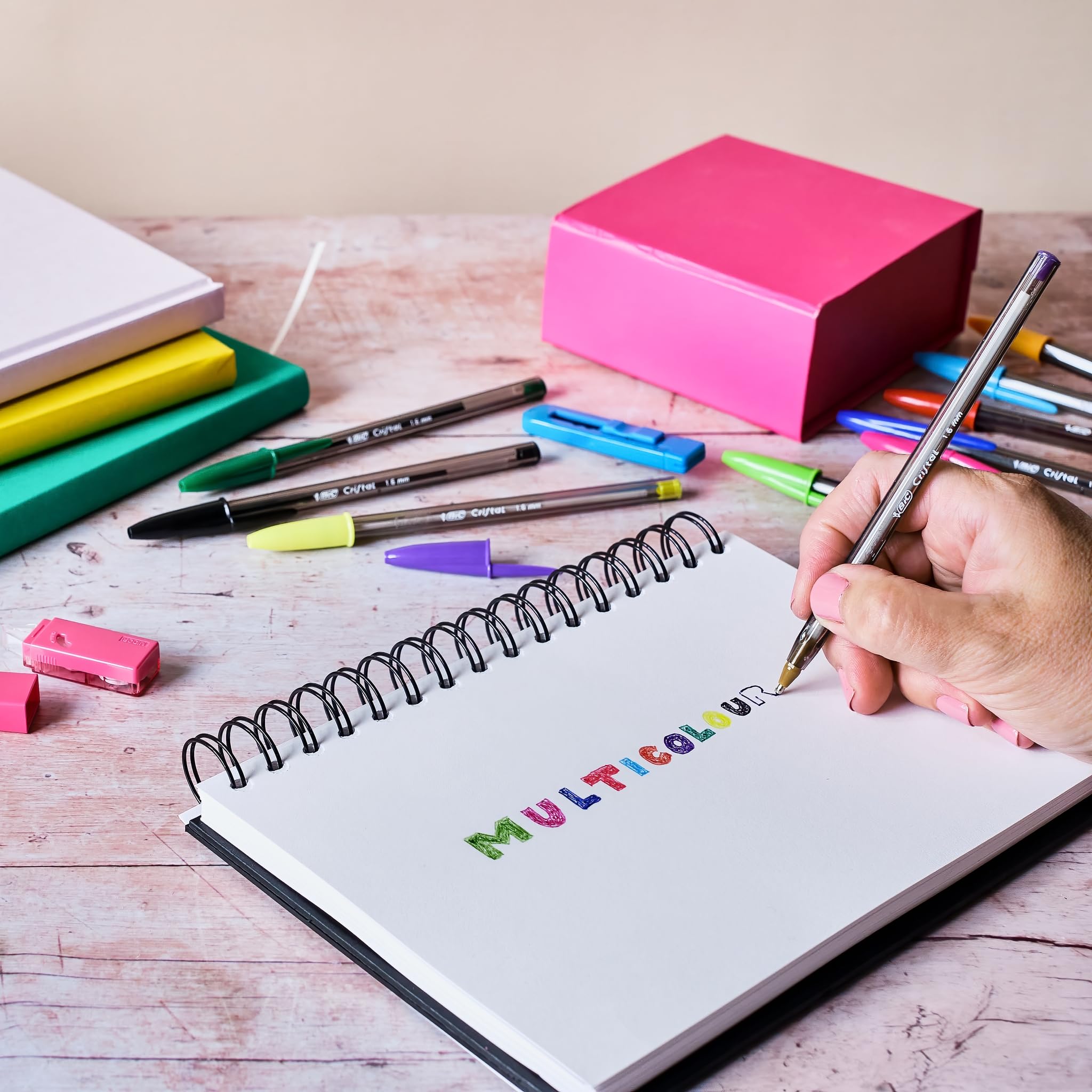 BIC Cristal Multicolour Ballpoint Pens - Broad 1.6mm Nib | Translucent Barrel | Pack of 20 5