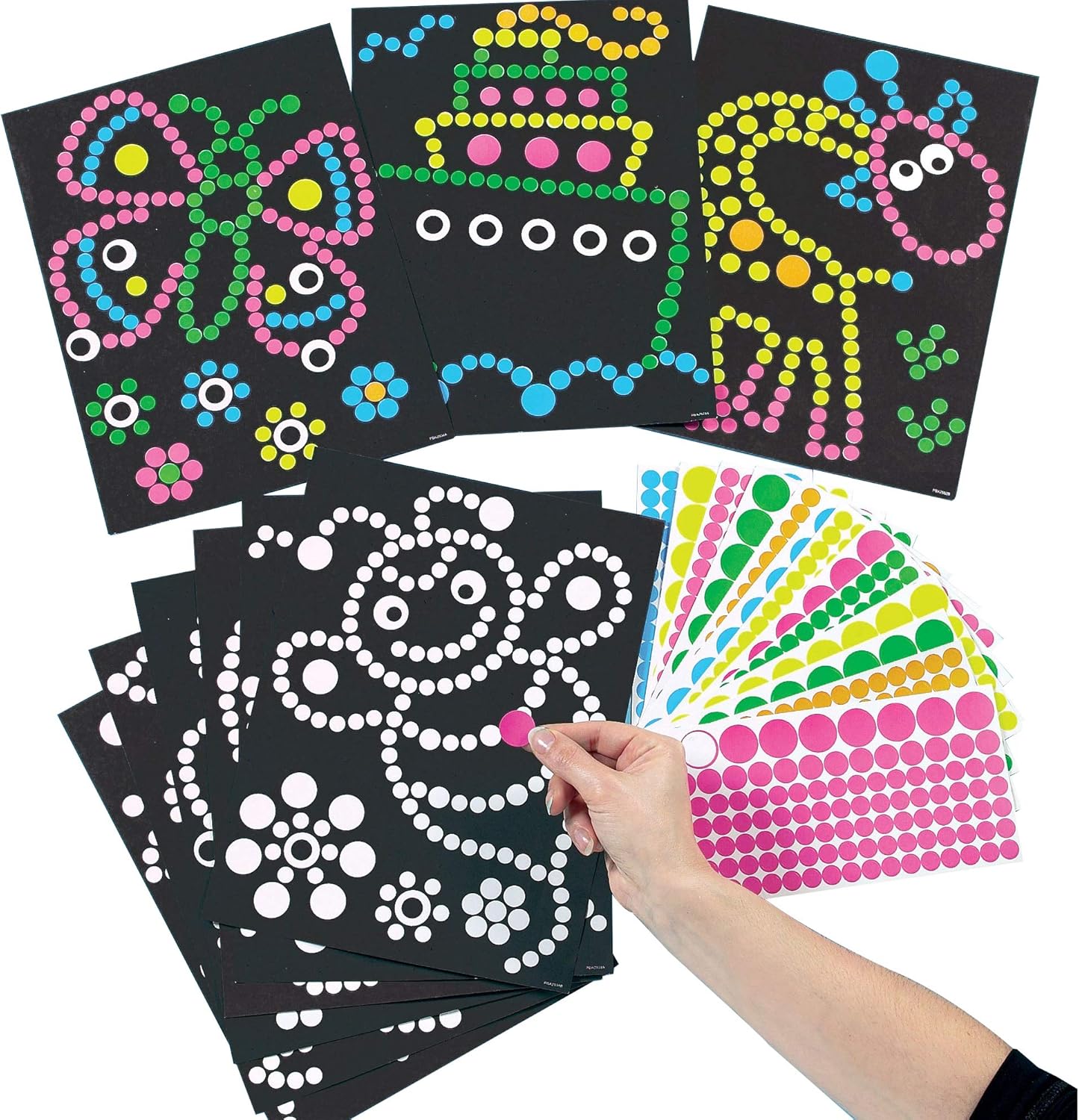Baker Ross Dotty Sticker Art - Pack of 8 Windmill Craft Kits for Kids, Vinyl Sticker Sheets & Blank Pinwheels, 39cm 1