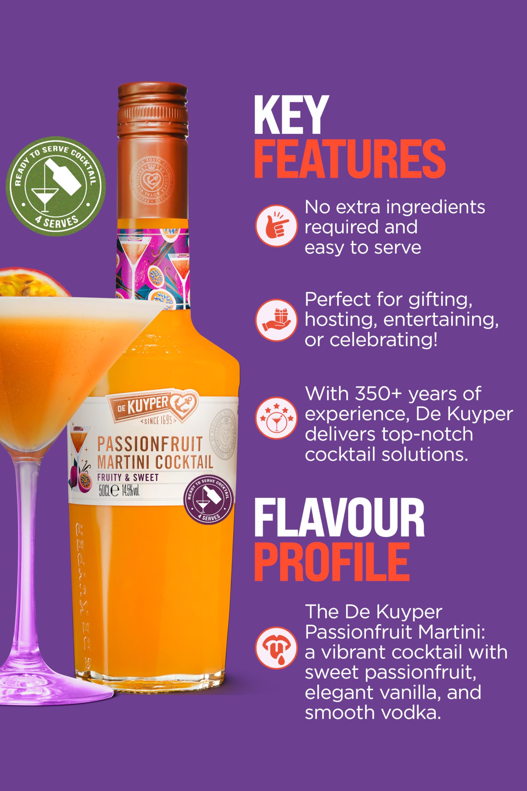 De Kuyper Passion Fruit Martini Cocktail - Ready to Drink | Tropical Flavor 7