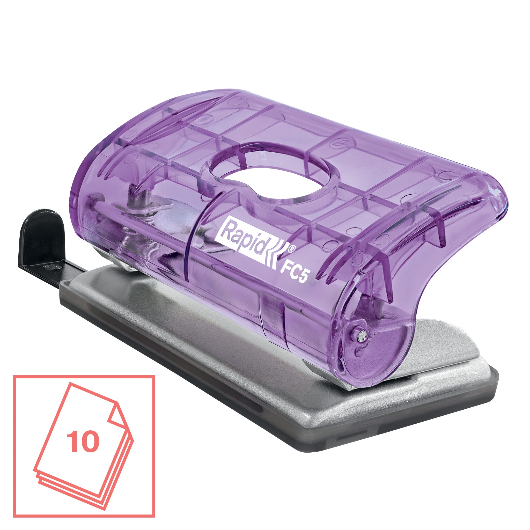 Esselte Rapid Mini 2 Hole Punch - 10 Sheet Capacity | Lavender Colour'Breeze