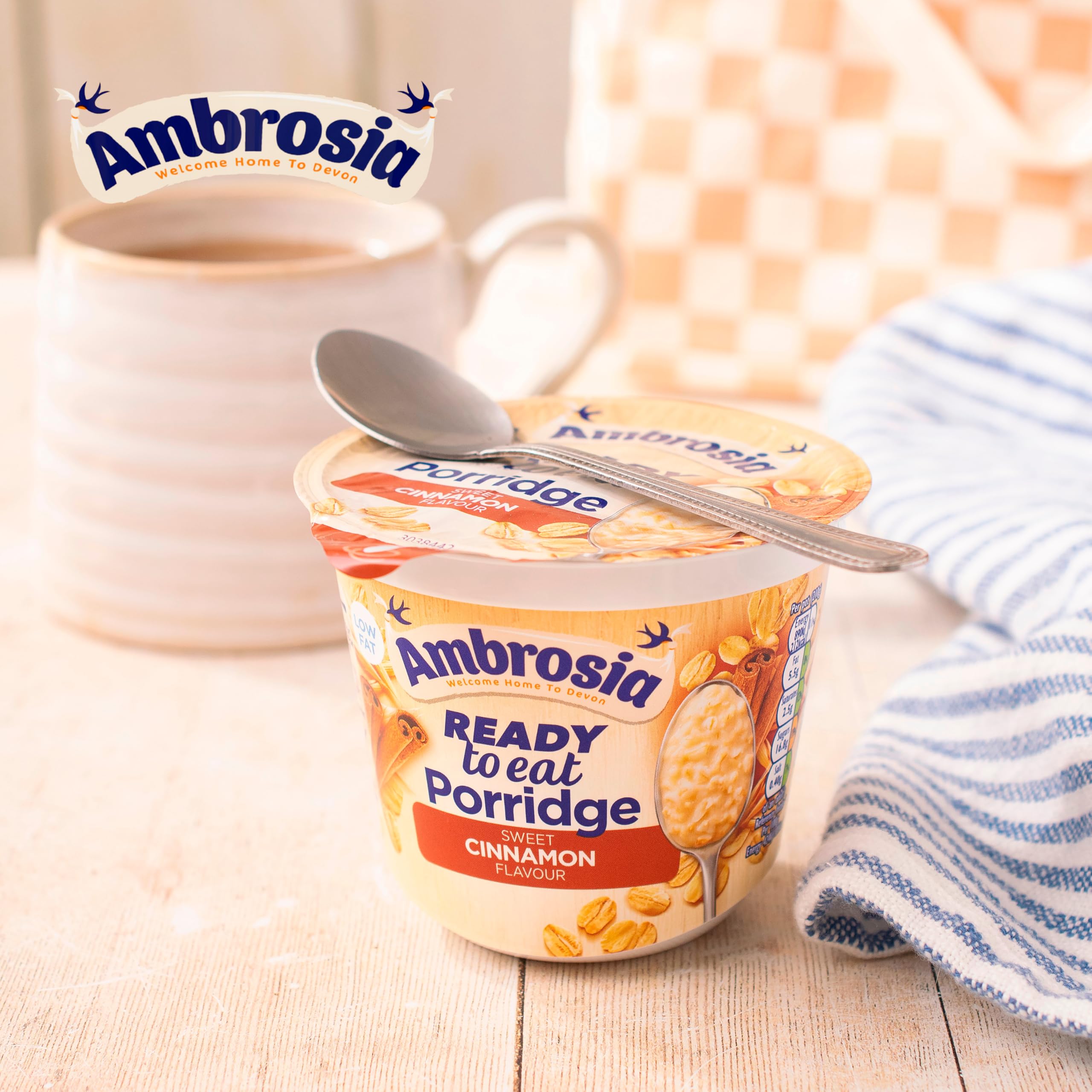 Ambrosia Ready to Eat Sweet Cinnamon Porridge - Low Fat, High Protein | 210g Pot (Pack of 6) 4