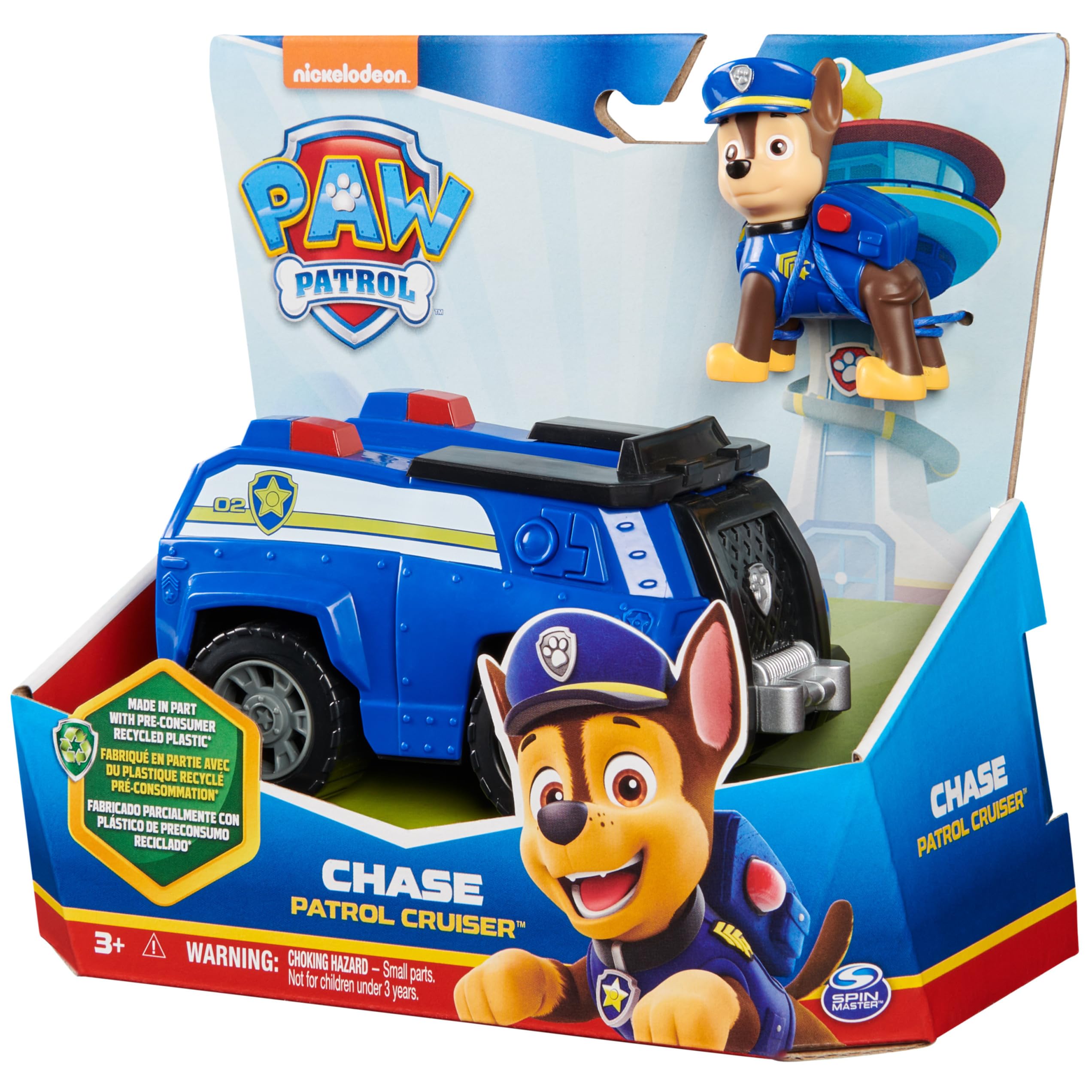 Chase's Patrol Cruiser - PAW Patrol Toy Car with Collectible Action Figure for Kids 3+ 4