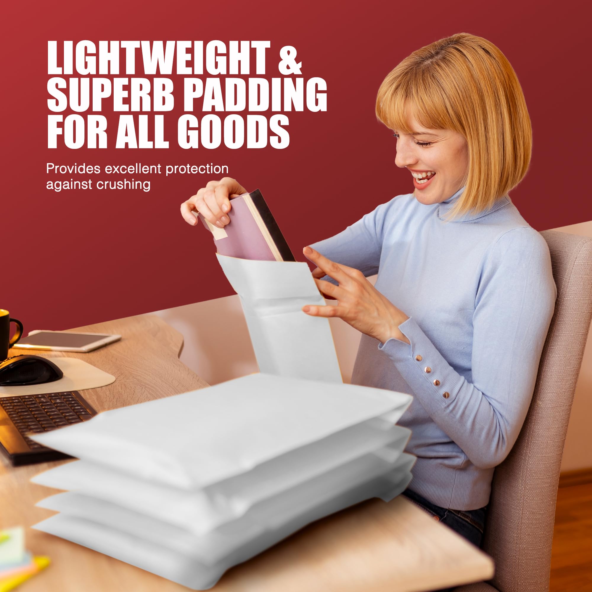 Merrimen White Padded Envelope Mailers - A6 Size, 10 Pack | Lightweight Polyethylene Protection 4