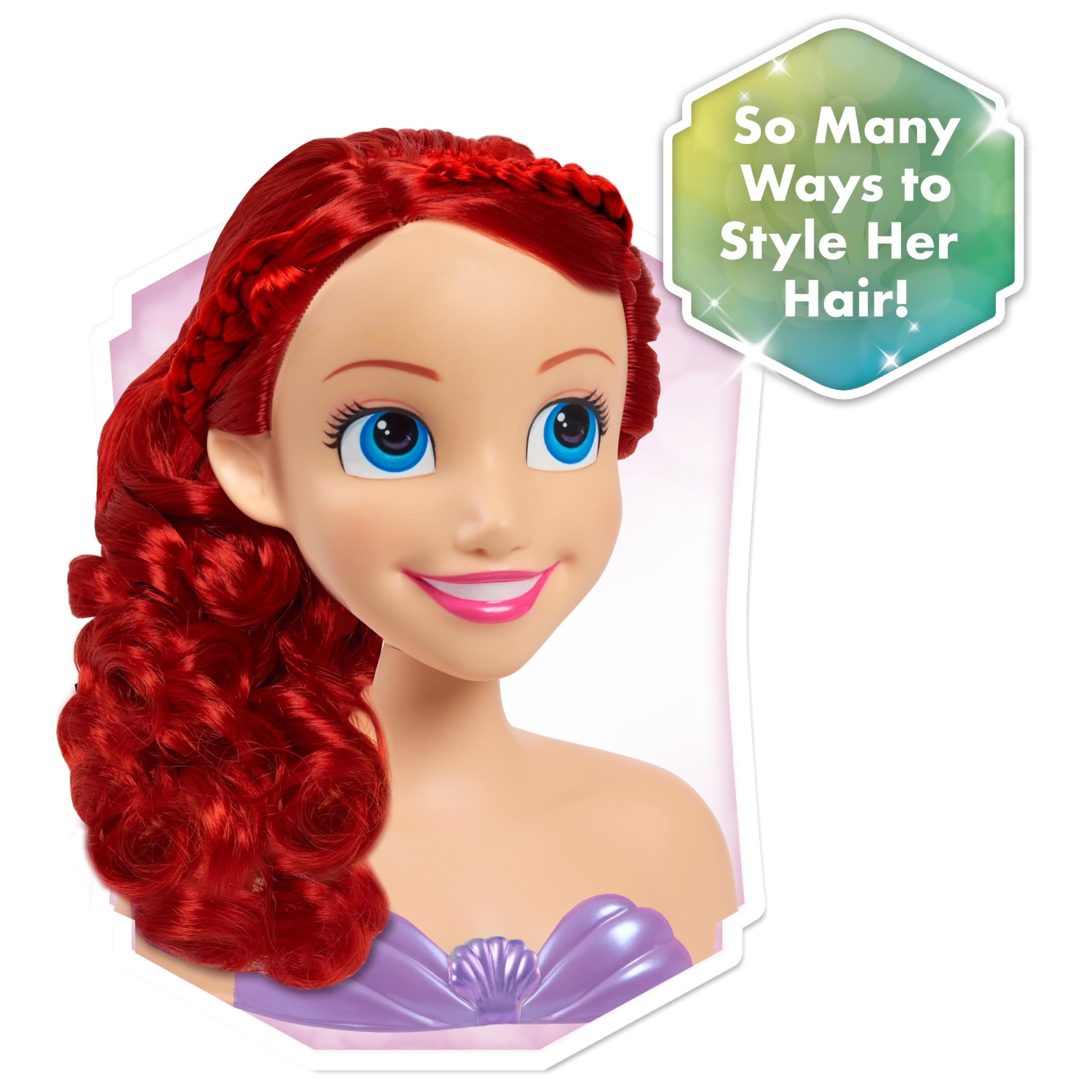 Just Play Disney Princess Ariel Hairdressing Head with Accessories - 7 Pieces | Ages 3+ 3
