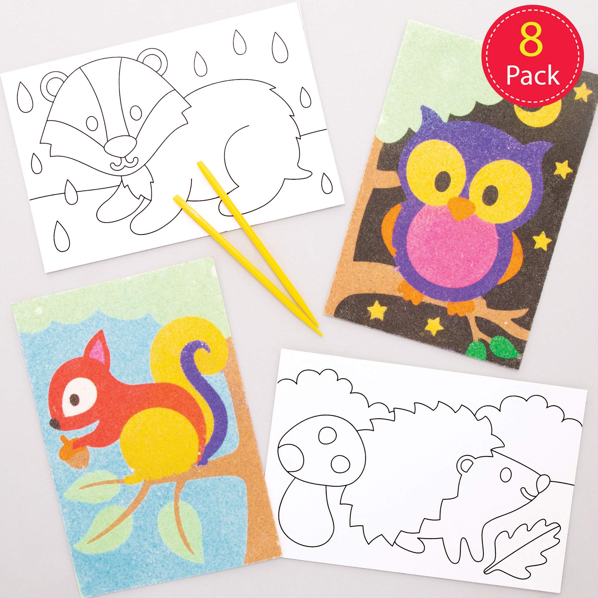 Baker Ross Woodland Animal Sand Art Pictures - Pack of 8 Assorted Designs 2
