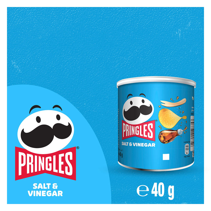 Pringles Salt and Vinegar Flavour Potato Chips, 40g (Pack of 12)