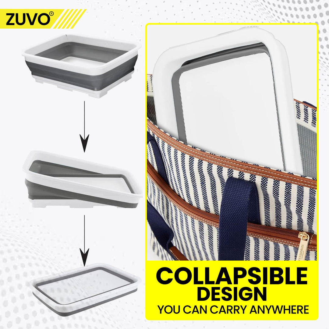 Zuvo - Collapsible Washing Up Bowl 10L Laundry Basket for Sink