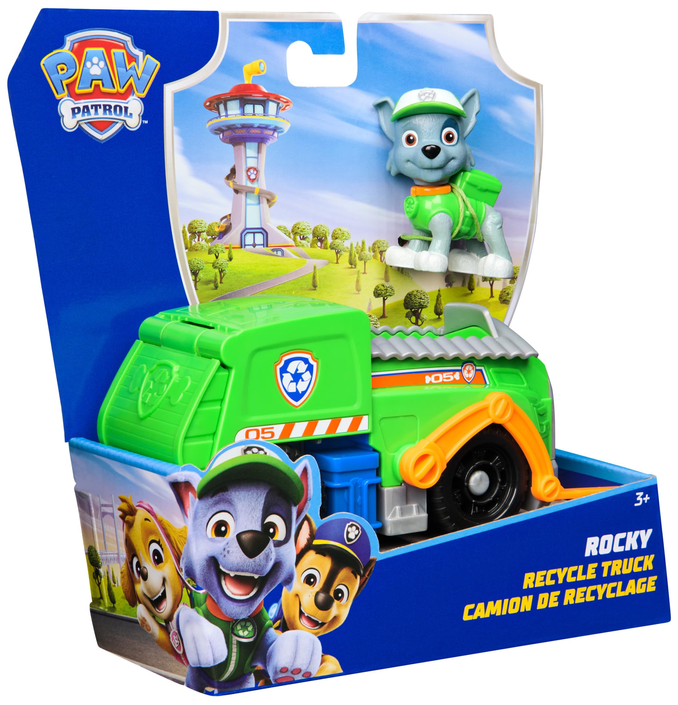 Paw Patrol Rocky's Recycling Lorry - Toy Vehicle with Collectible Action Figure for Kids 3+ 5
