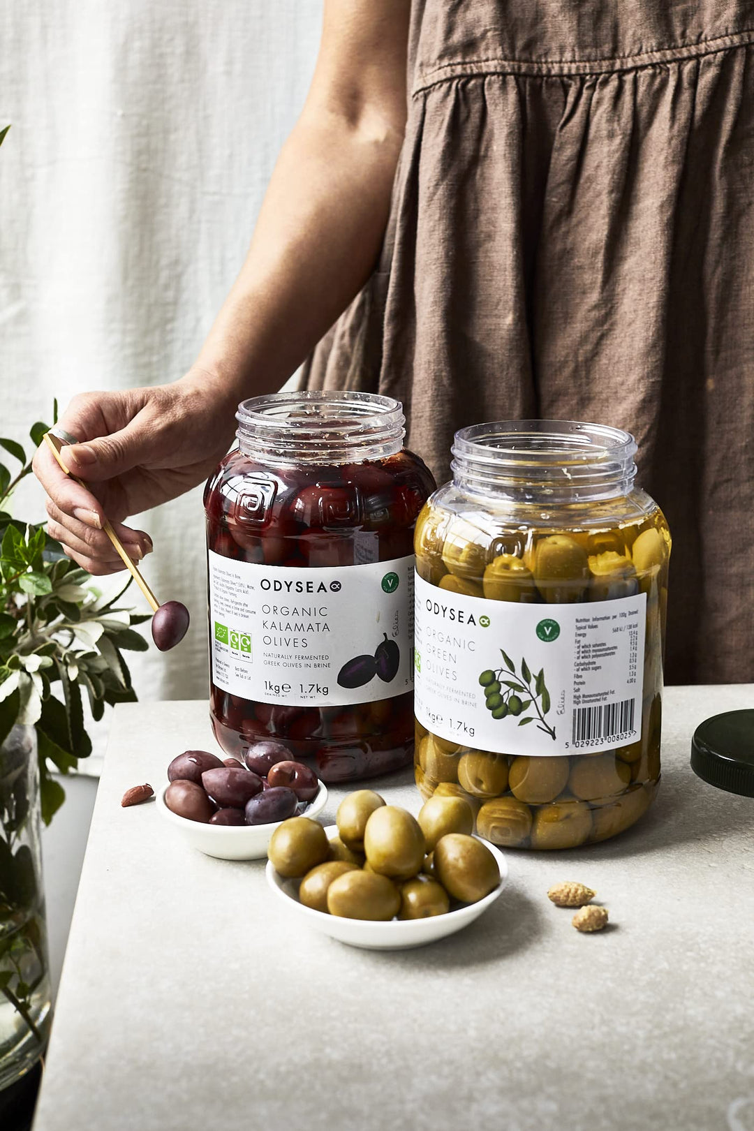 Odysea Organic Unpitted Kalamata Olives in Brine, 1kg Jar