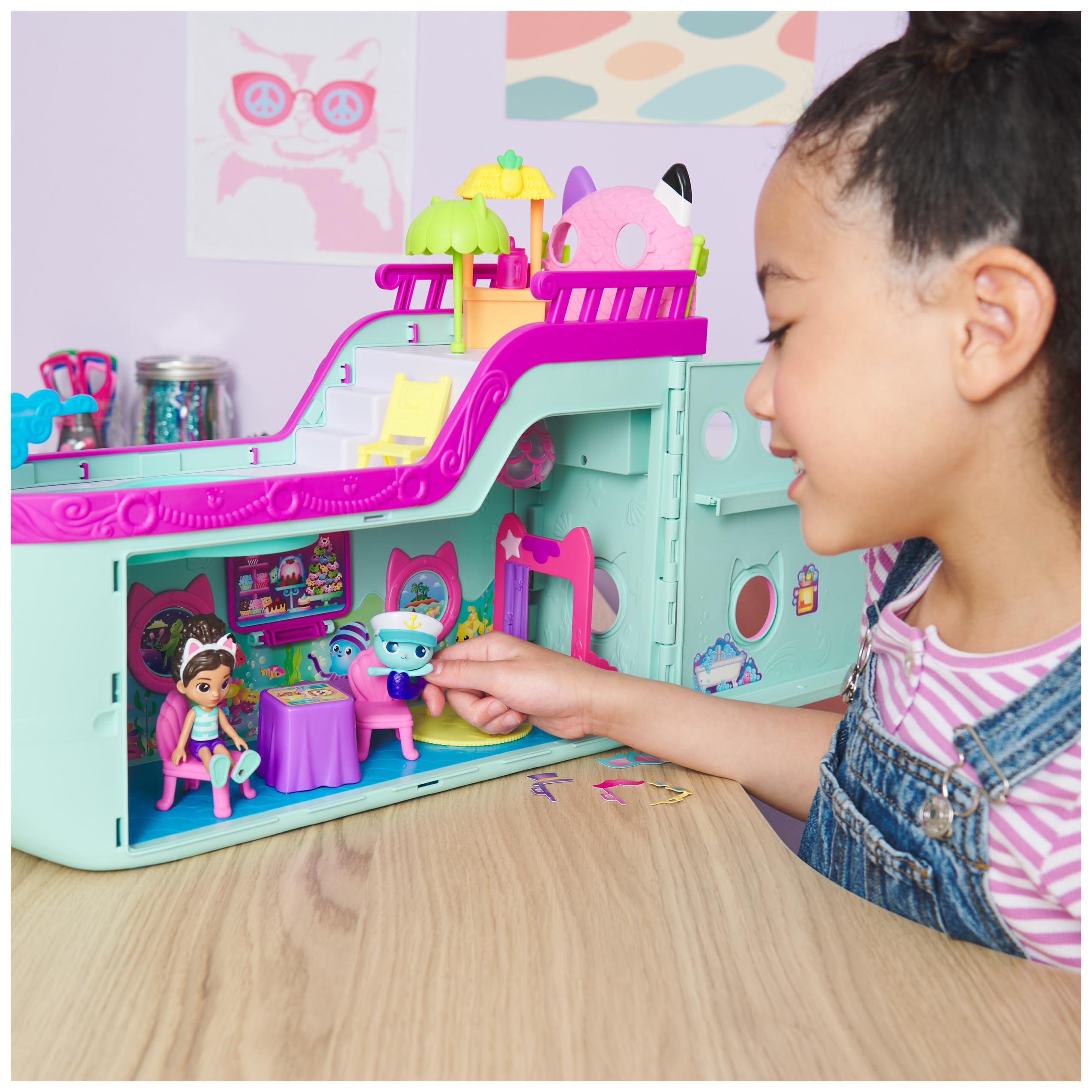 Gabby's Dollhouse Cat Friend Ship - 18-Piece Cruise Playset with Gabby & MerCat Figures, Ages 3+ 7