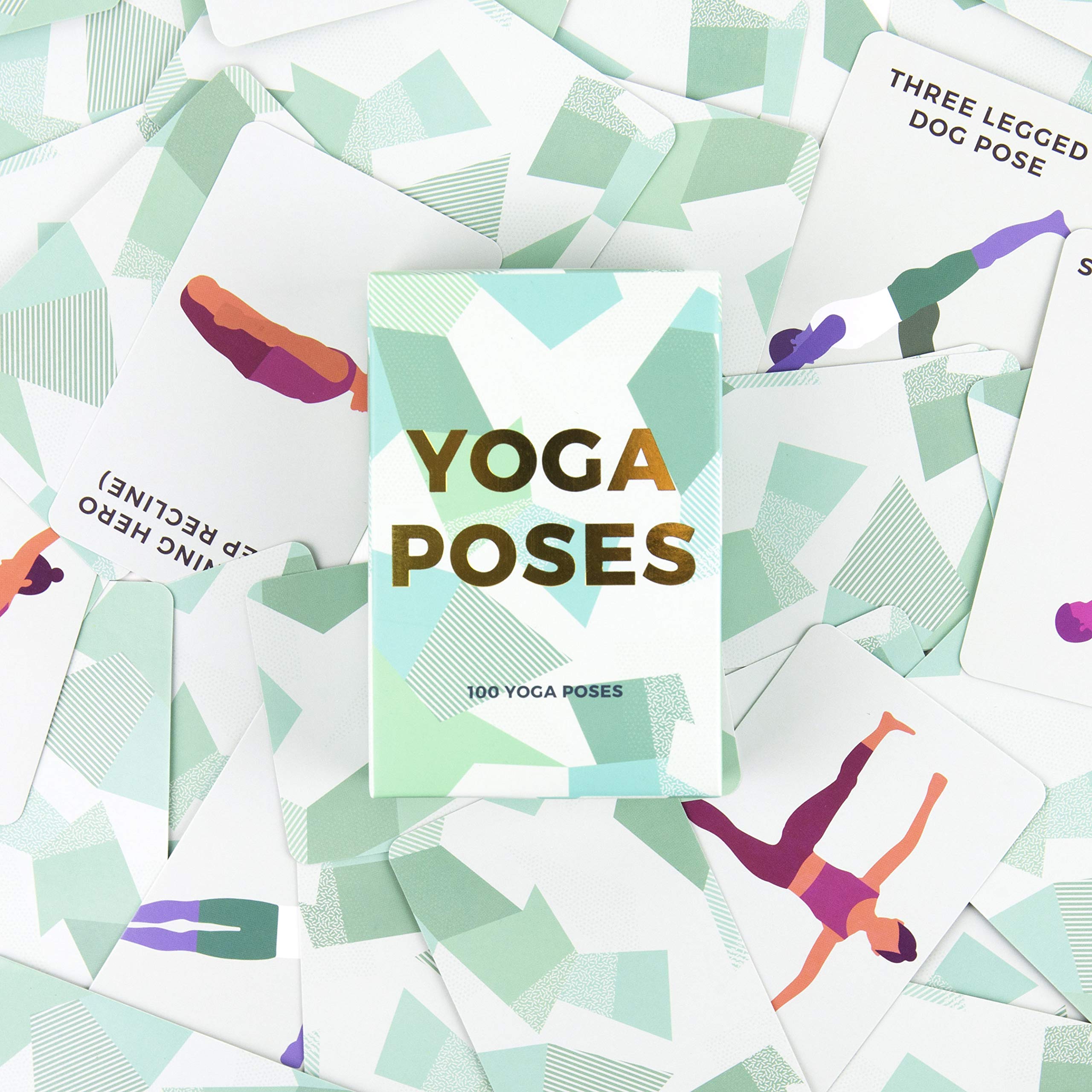 Gift Republic 100 Yoga Poses Cards - Portable Stress Relief Deck | Green | GR490055 3