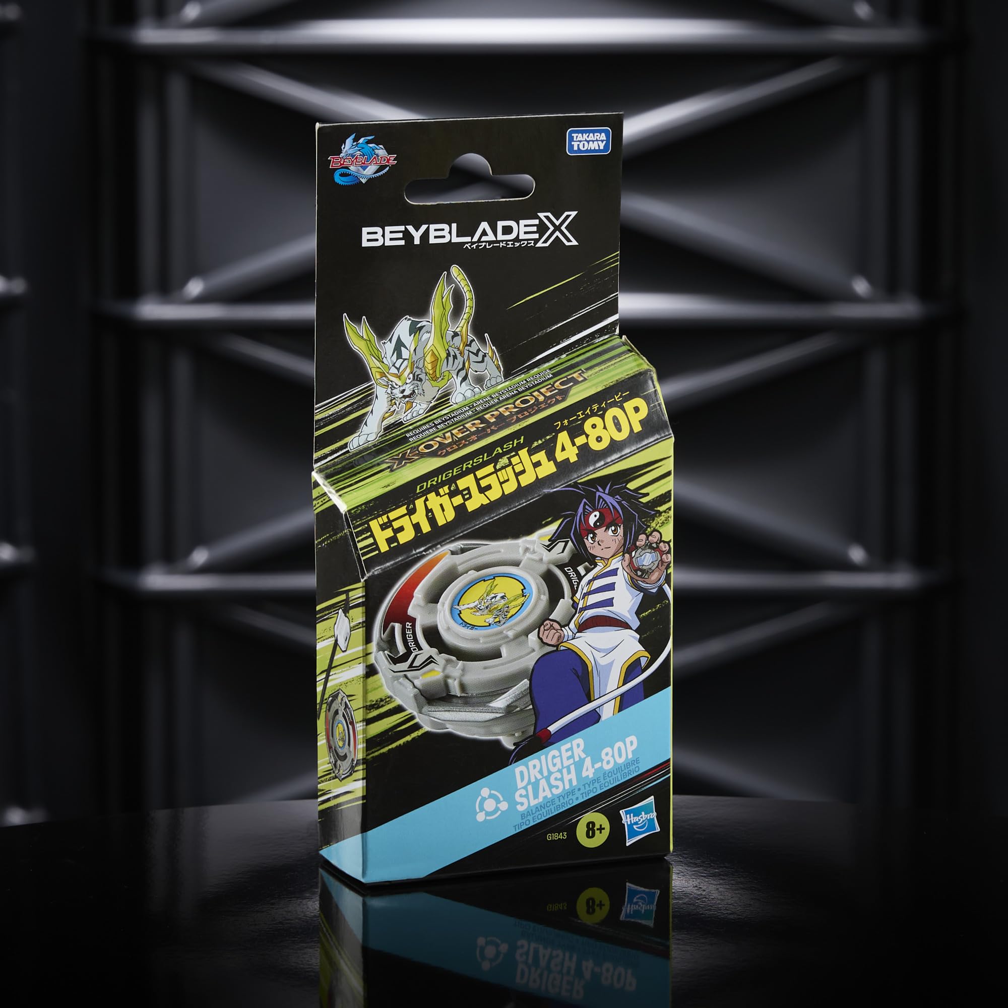 Hasbro Beyblade X X-Over Project Driger Slash 4-80P Starter Pack Top and Launcher | Balance Type 6