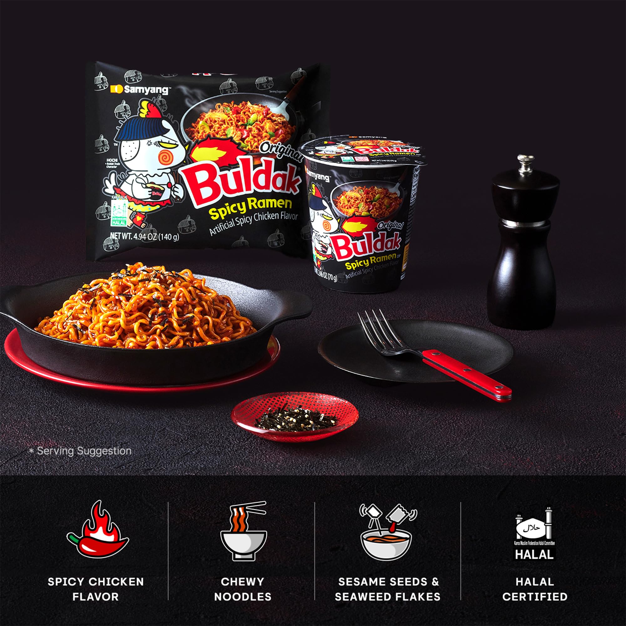 Samyang Buldak Original Hot Chicken Spicy Korean Instant Noodles - 5 x 140g 3