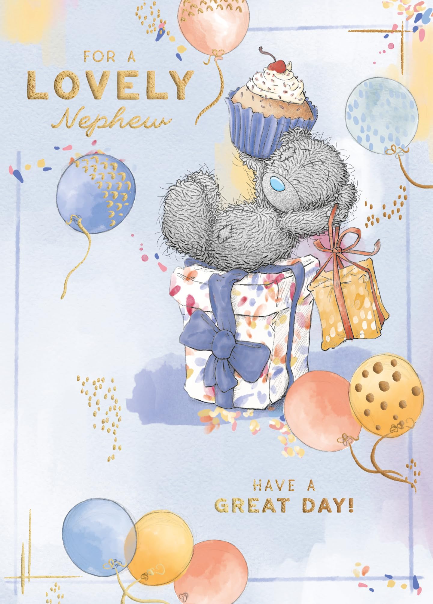 Me To You Bear Tatty Teddy Birthday Card for Nephew | 5 x 7 Inches | Gold Foil Accents 1