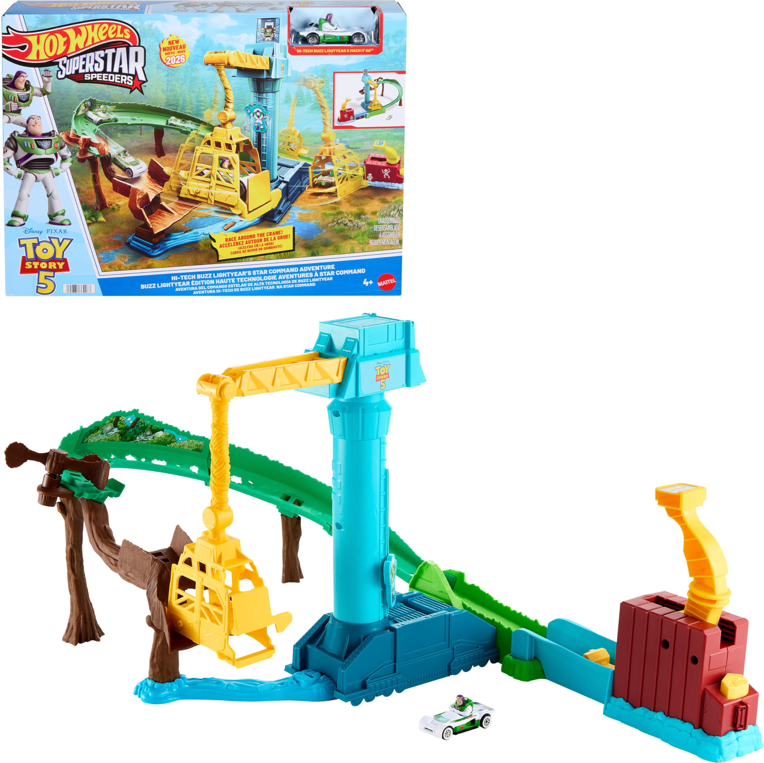 Hot Wheels Superstar Speeders Hi-Tech Buzz Lightyear's Star Command Adventure Track Set | Ages 4+ | Model JLH42 1
