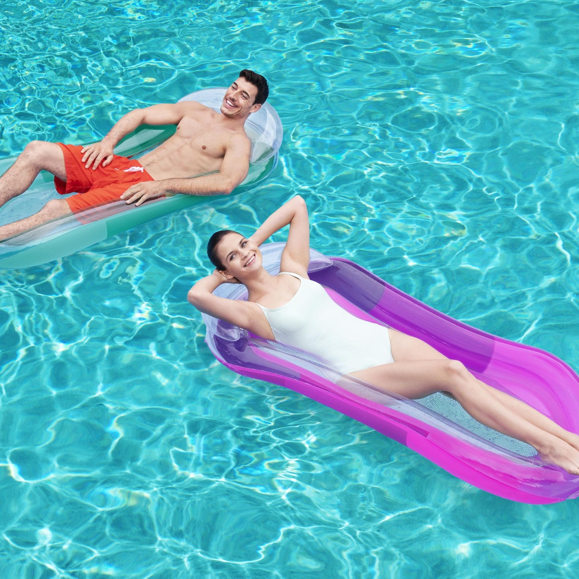 Bestway HydroLuxe Lounge Pool Float | 63" x 33" | Red/Green PVC Inflatable 2