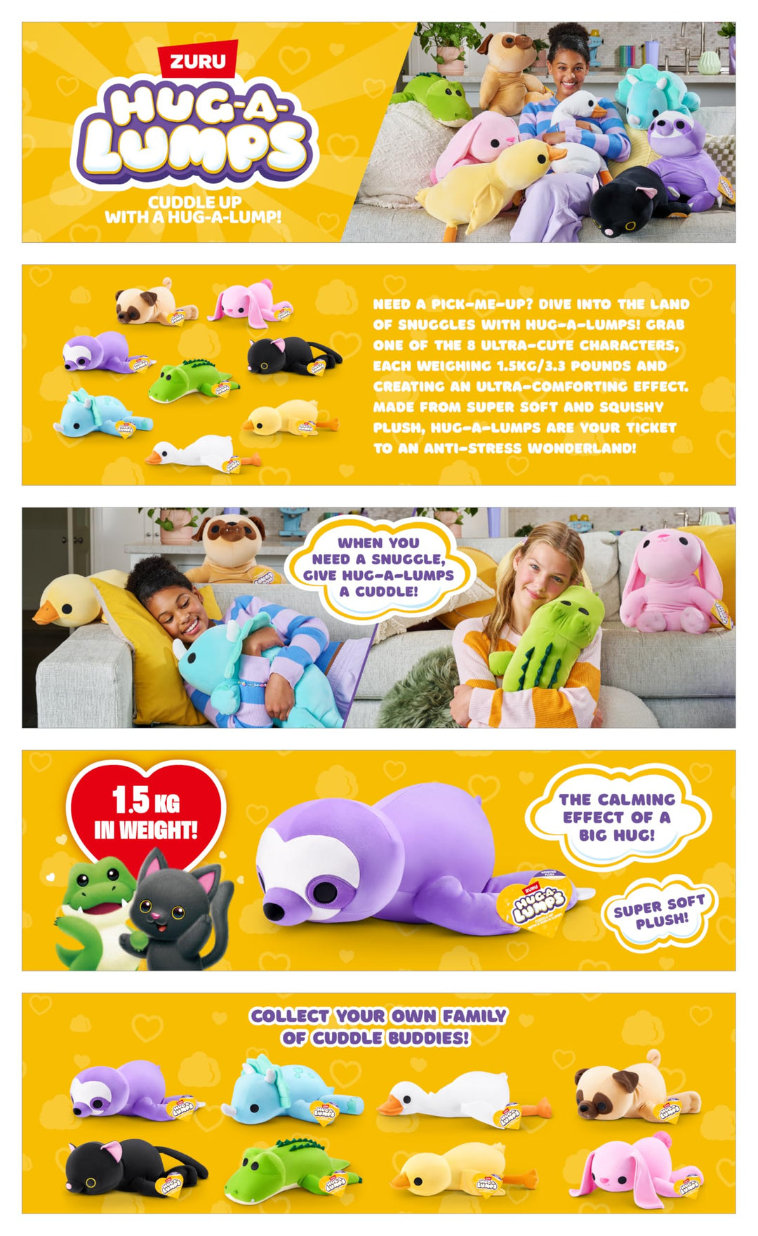 Hug-A-Lumps by ZURU - Weighted Plush Cuddly Comfort Toy, 1.5kg Goose (Mav)
