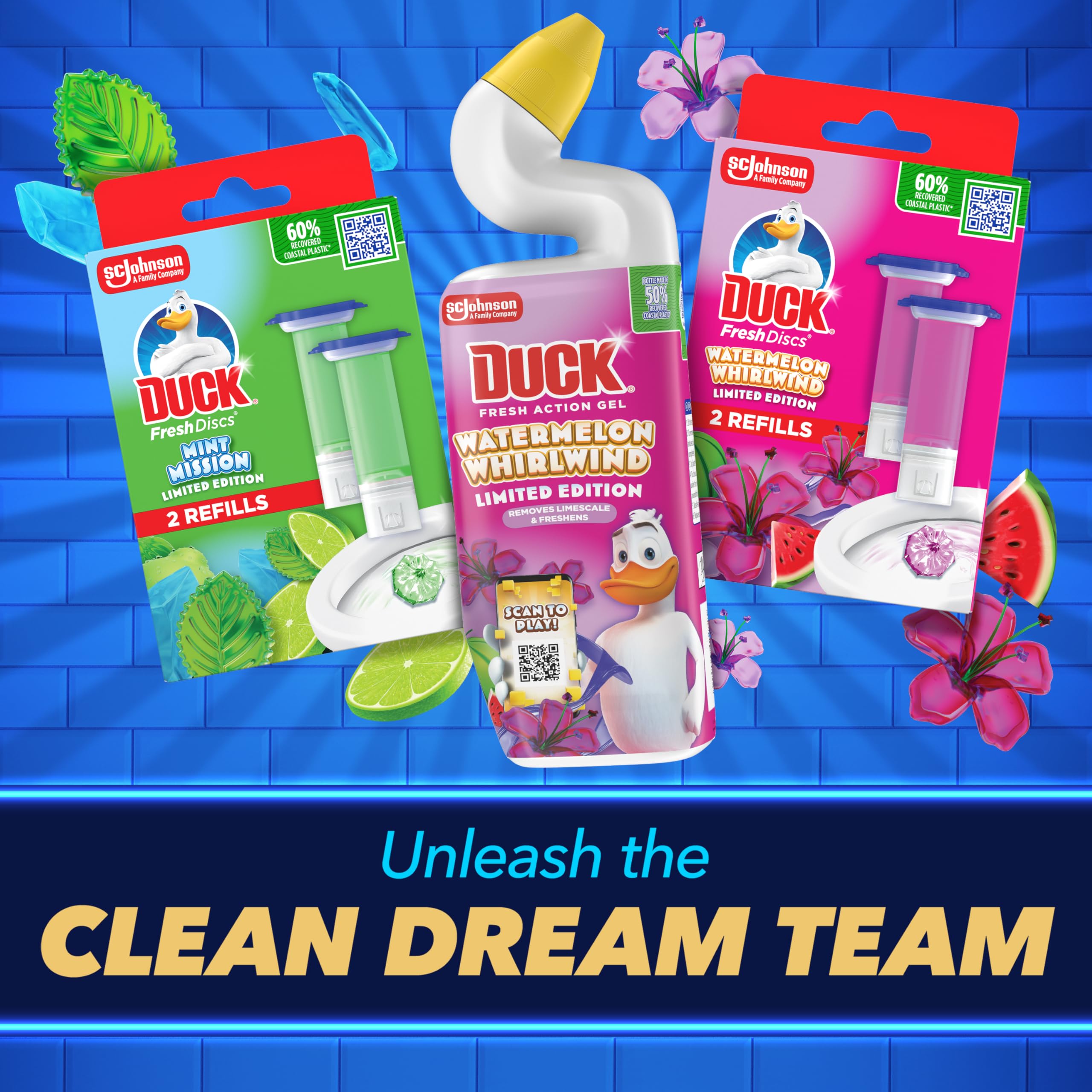 DUCK Colouring Toilet Rim Block - Watermelon Whirlwind Foaming Cleaner | Lasts up to 300 Flushes 6