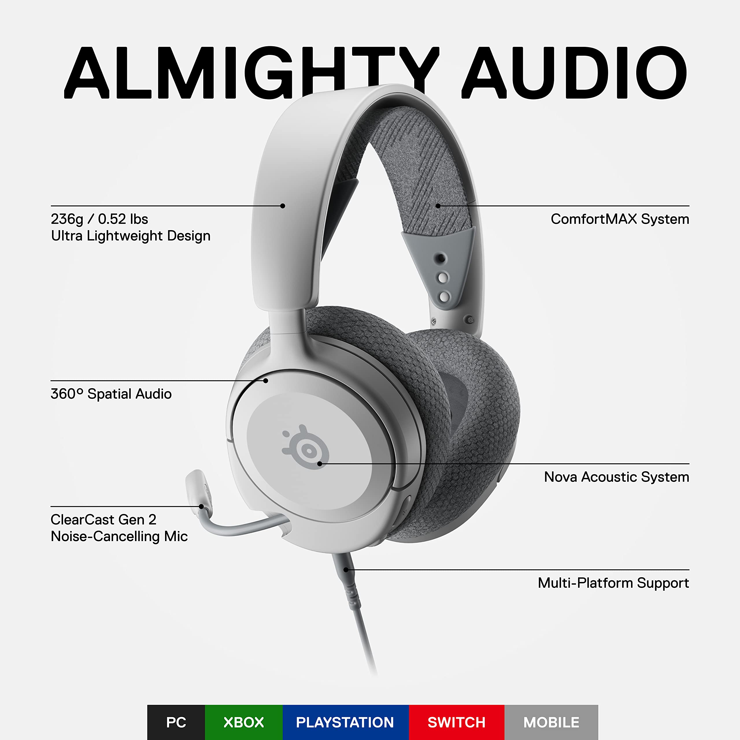 SteelSeries Arctis Nova 1 - Gaming Headset for PC, PS5, PS4, Switch, Xbox - 7