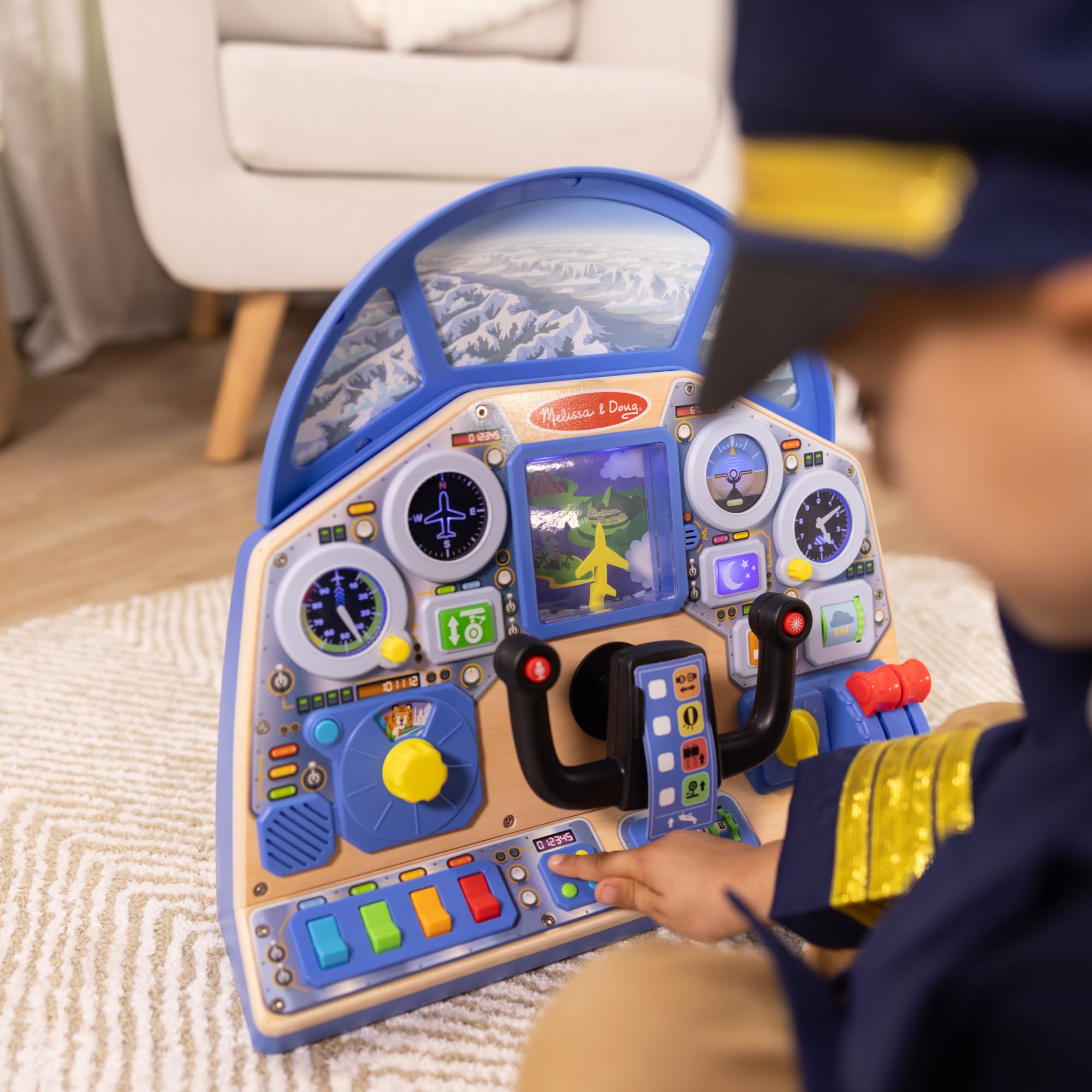 Melissa & Doug Interactive Jet Pilot Dashboard for Pretend Play | Ages 3-7 | Wooden Construction 6