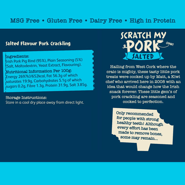The Skibbereen Food Company Lightly Salted Pork Crackling - 250g Bulk Bag, Gluten Free, High Protein, Keto Friendly