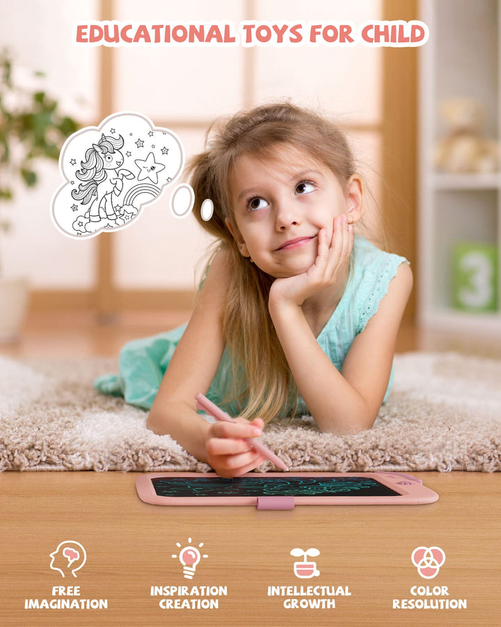 Kikapabi 10 Inch LCD Writing Tablet Drawing Pad with Lock Function - Pink
