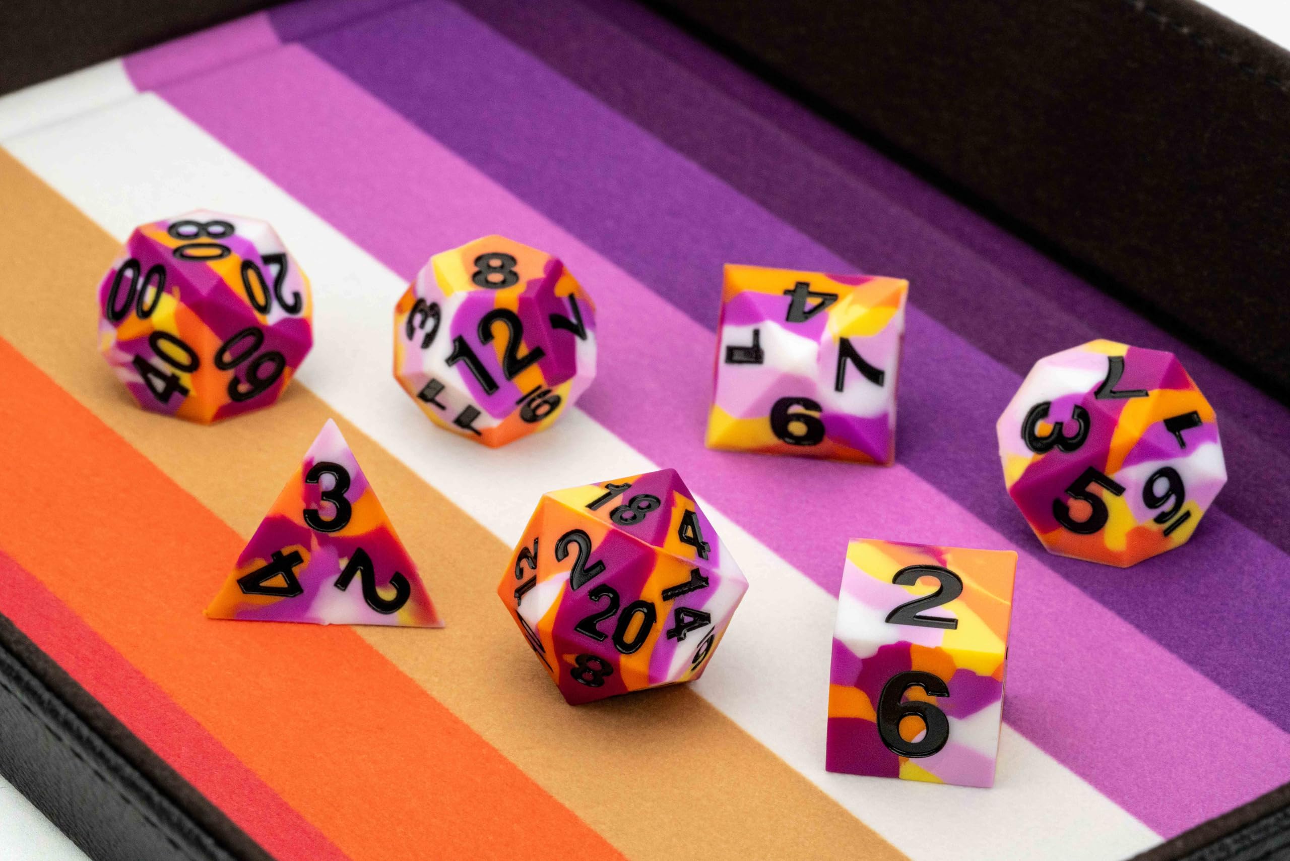 Metallic Dice Games FanRoll 16mm Pride Sharp Edge Silicone Rubber Polyhedral Dice Set 5