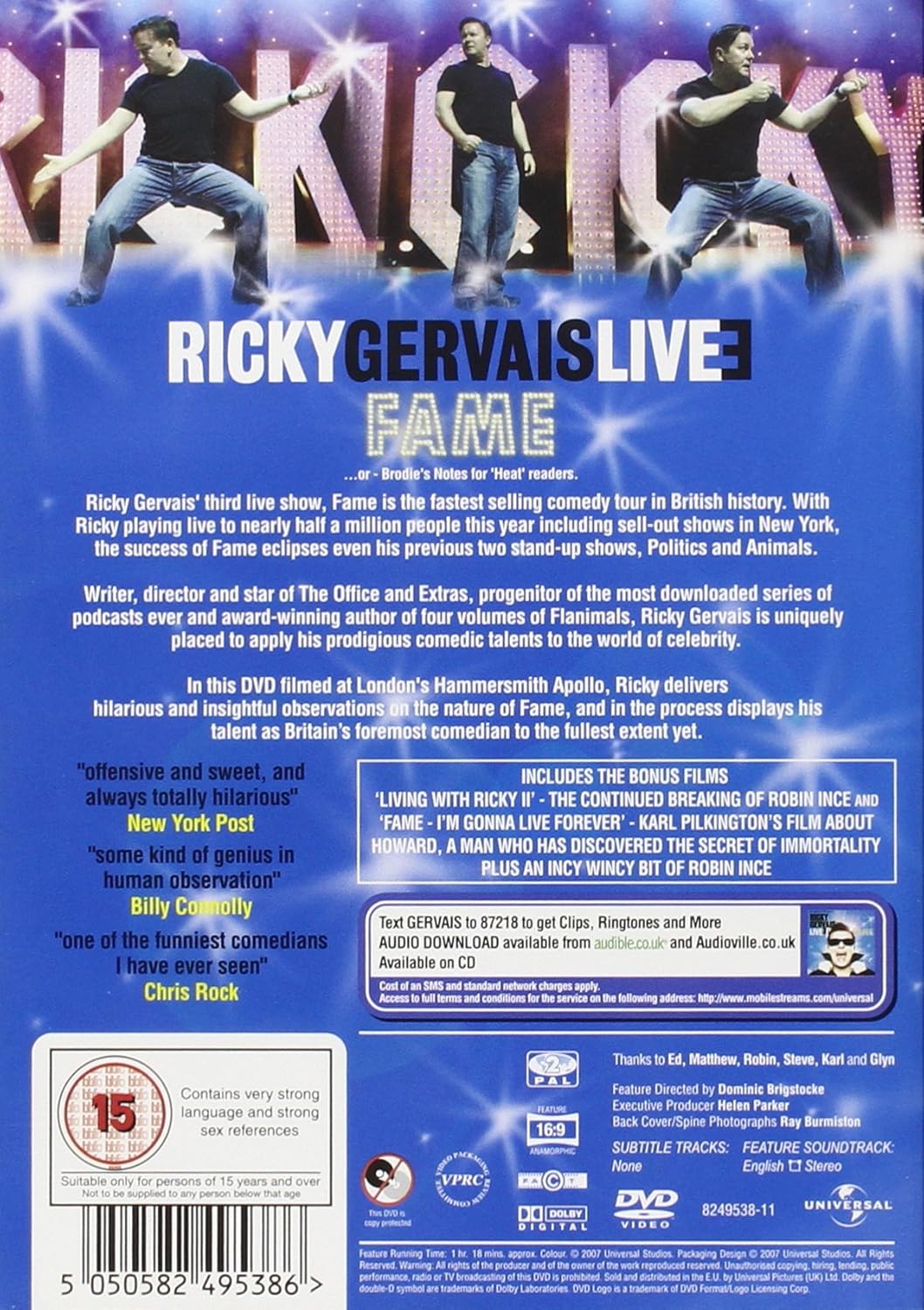 Ricky Gervais Live 3: Fame (2007) - DVD (Region 2)