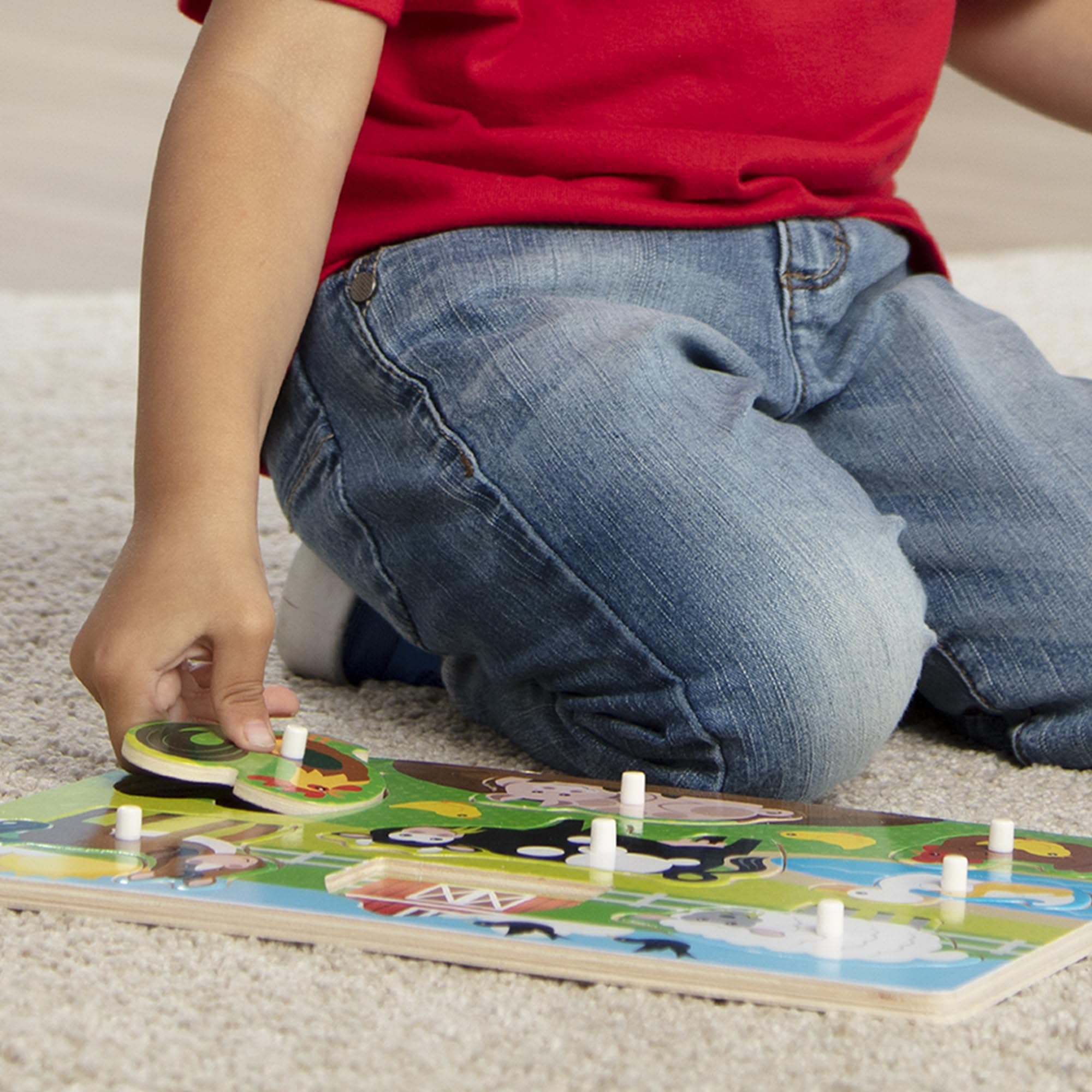 Melissa & Doug Wooden Farm Animals Peg Puzzle - 8-Piece Educational Toy for Ages 3+ 10