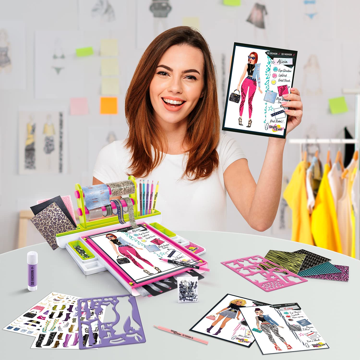 Fashion Designer Studio - Real Adhesive Fabrics & Design Kit for Kids 7