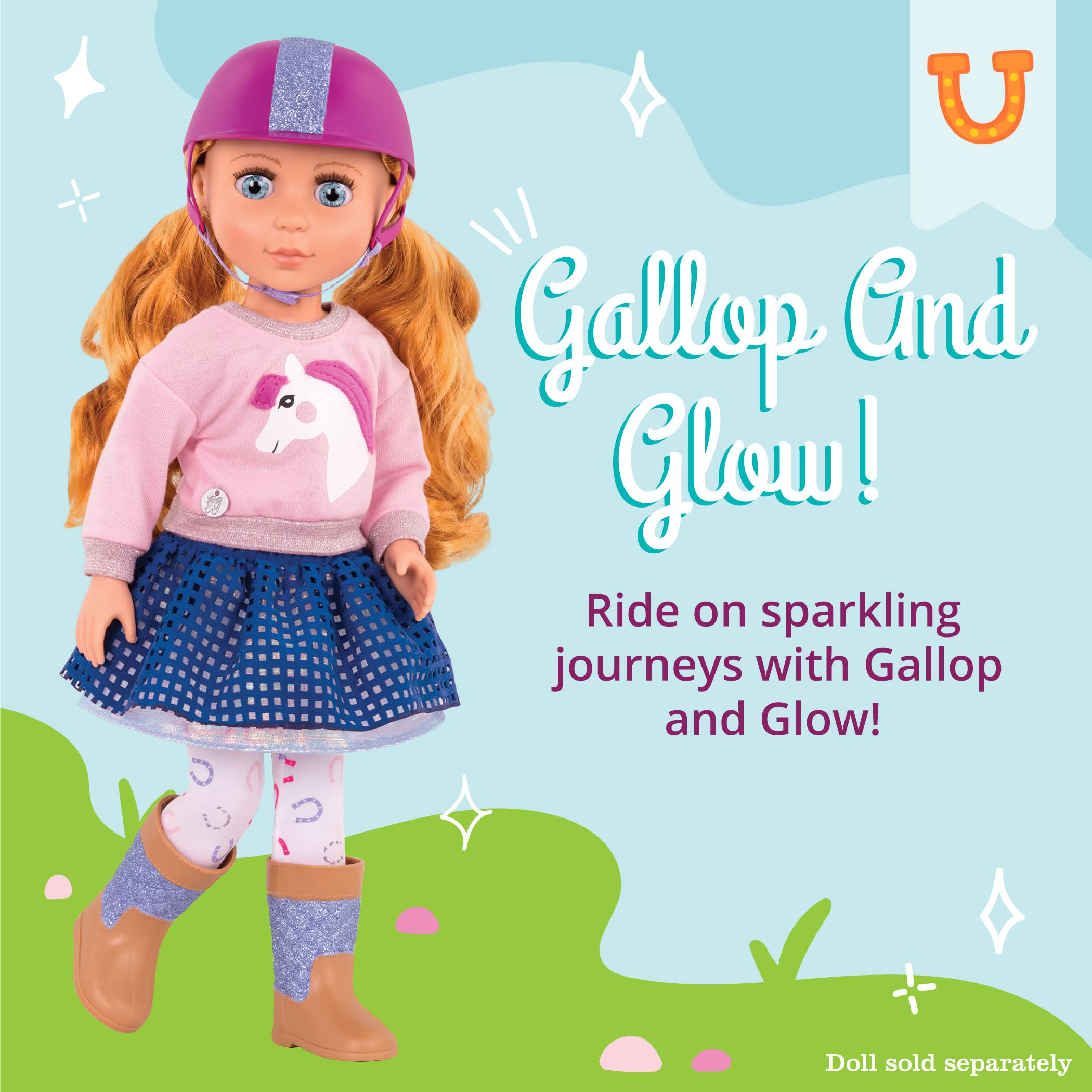 Glitter Girls 14-Inch Doll Gallop & Glow Riding Outfit - Deluxe Equestrian Clothes Set for 3+ 6