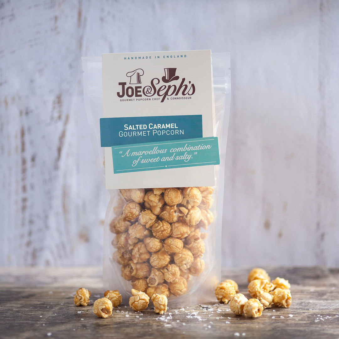 Joe & Seph's Salted Caramel Popcorn (80g) - Gourmet Air-Popped, Handmade in UK, 2 Gold Stars Great Taste Award Winner