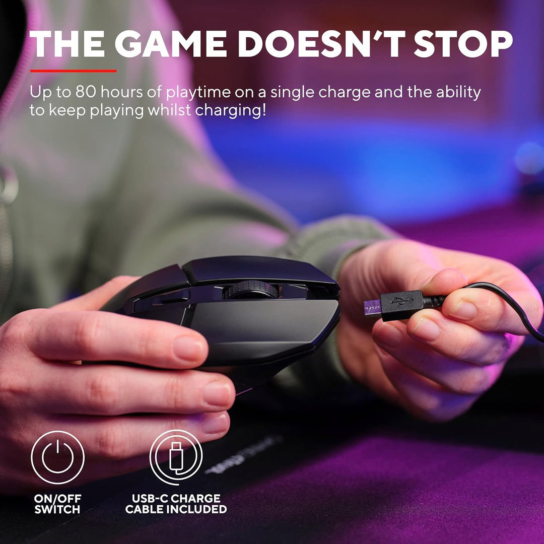 Trust Gaming GXT 110 Felox Rechargeable Wireless Gaming Mouse – 80H Battery, 800-4800 DPI, RGB LED, 6 Buttons
