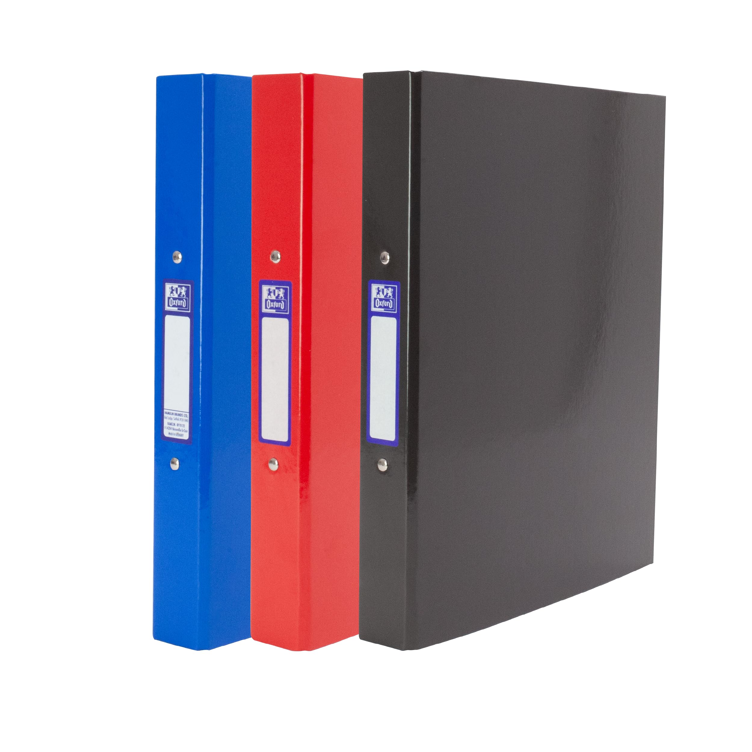 Oxford A4 O-Ring Binder - Durable Gloss Finish, 40mm Spine | Pack of 3 (Navy/Red/Aqua) 1