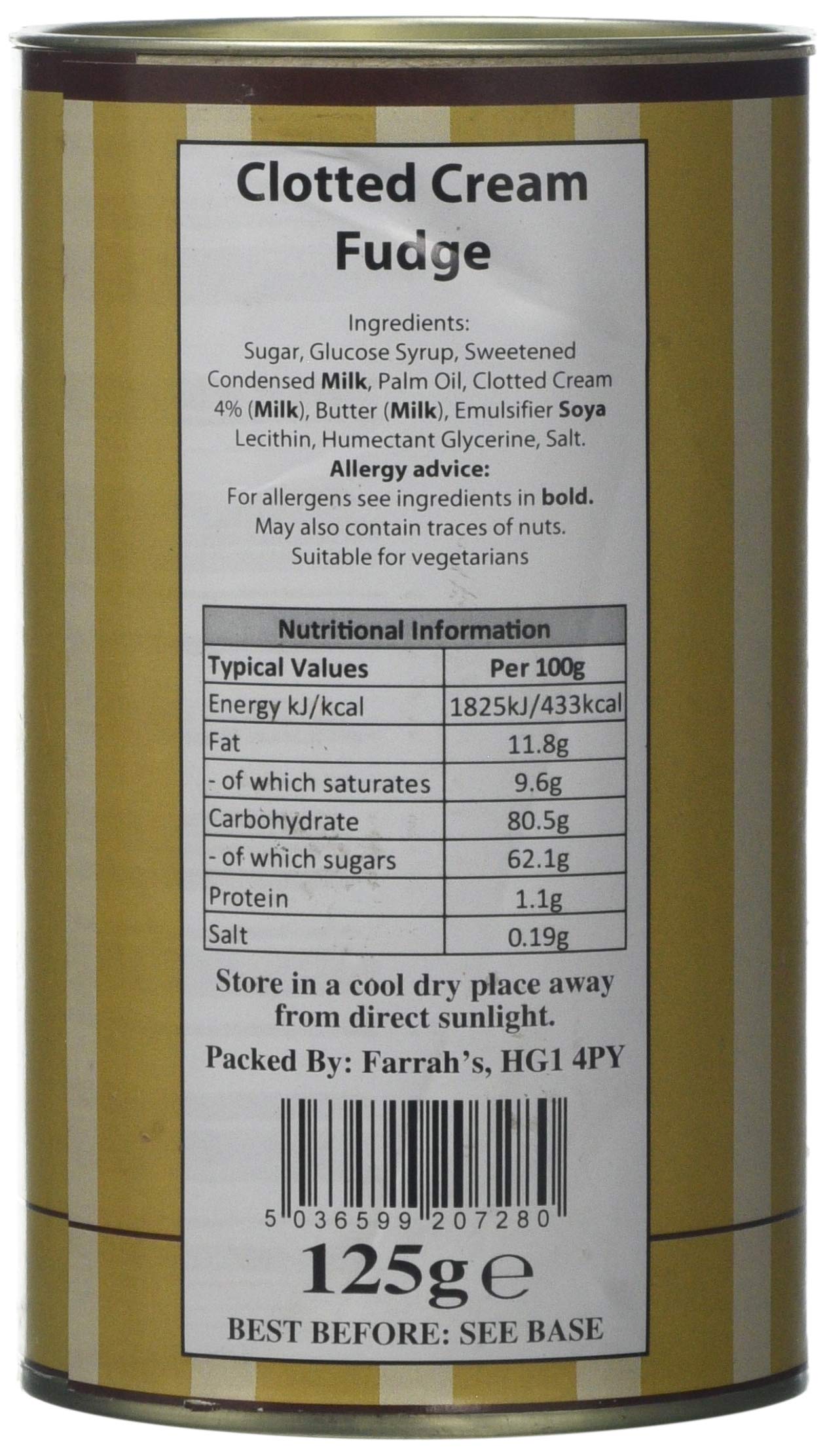 Farrah's of Harrogate Clotted Cream Fudge Drum 150g 2