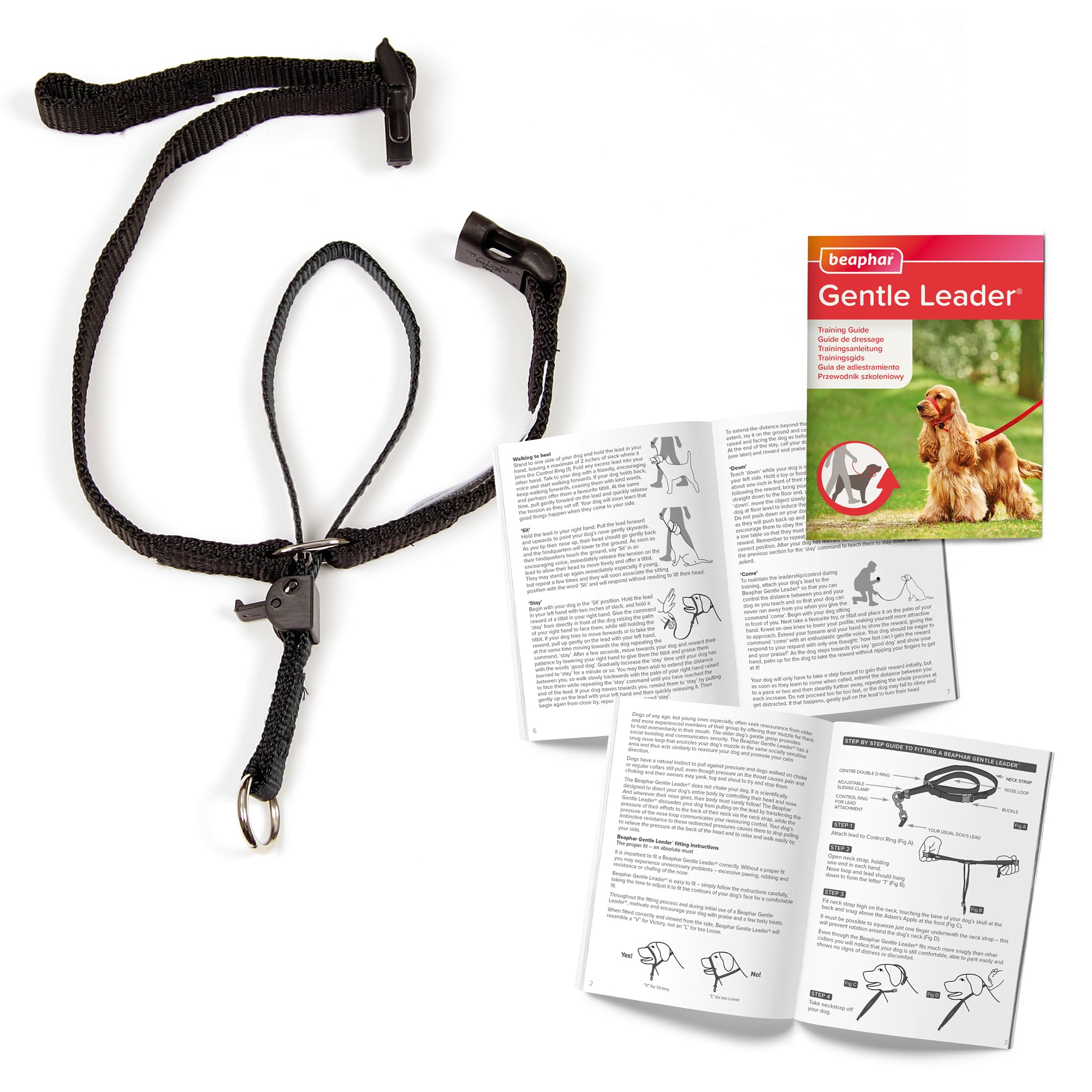 Beaphar Gentle Leader Headcollar - Stops Pulling for Small Dogs | Black Nylon