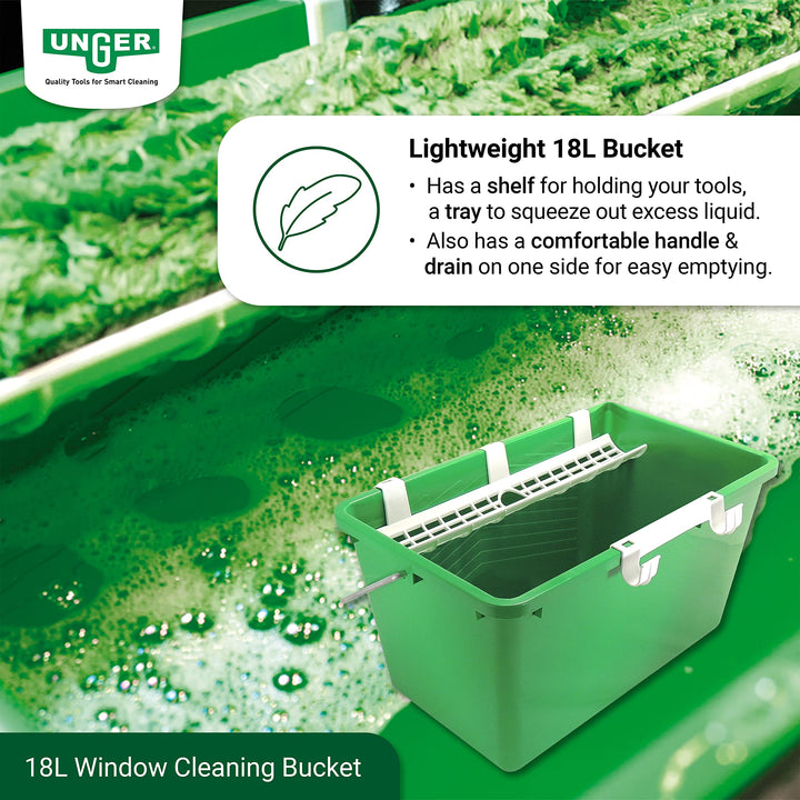 Unger AK013 Window Cleaning Kit 3-in-1 Starter Set with Squeegee, Microfibre Washer & Bucket