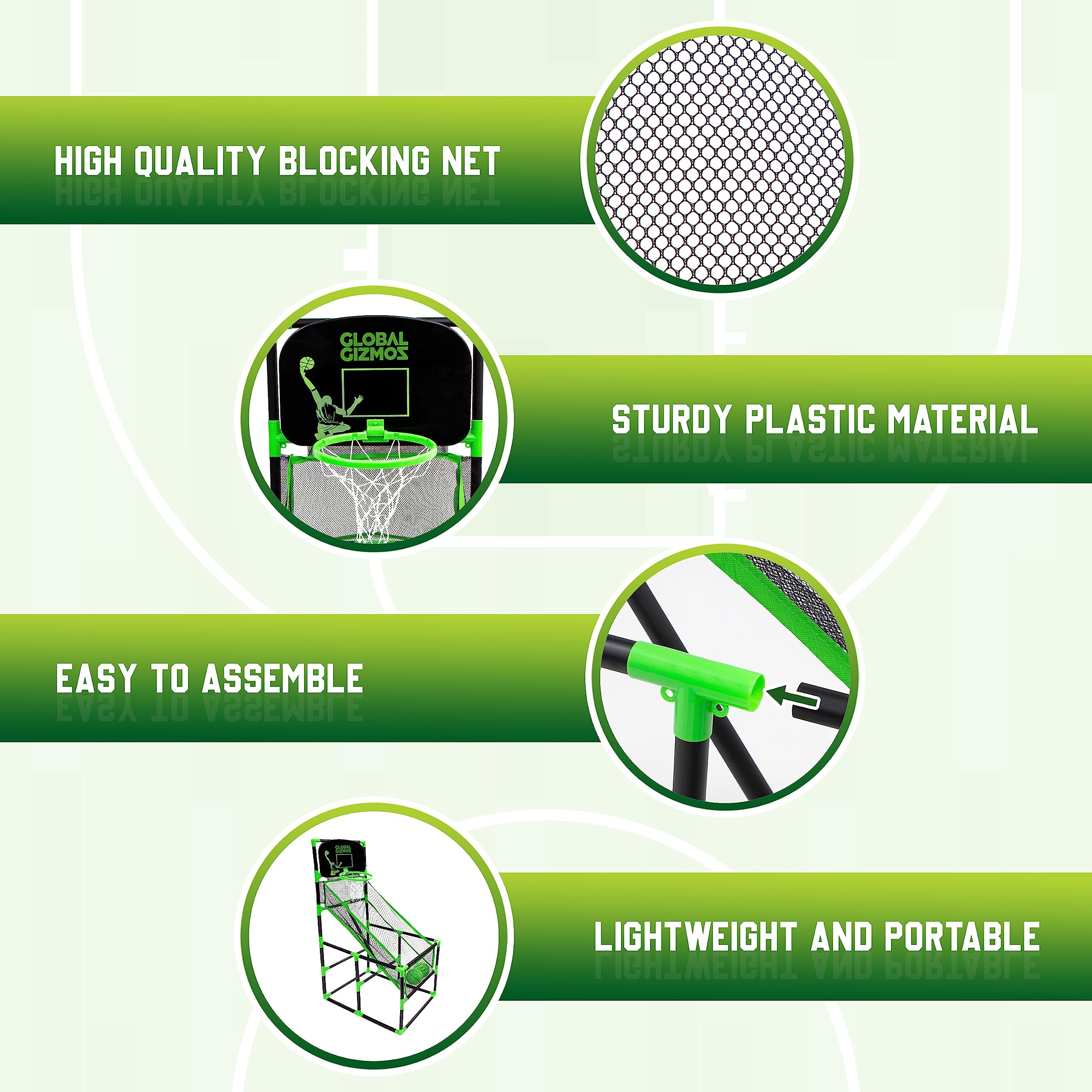 Global Gizmos 55629 Arcade Basketball Hoop - Indoor/Outdoor Use with 2 Balls & Pump