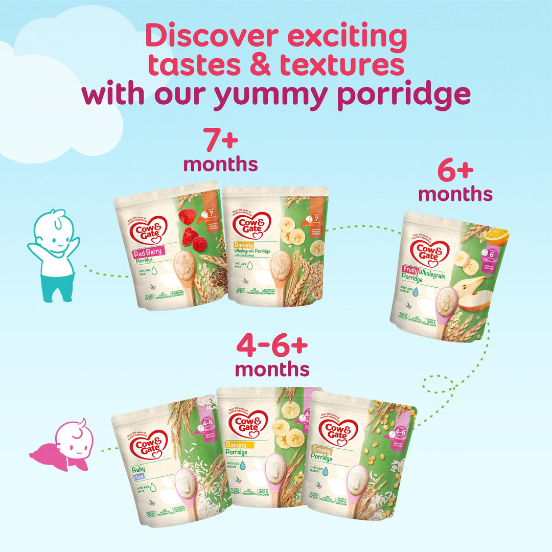 Cow & Gate Banana Porridge Baby Food Cereal for 4-6+ Months - 125g