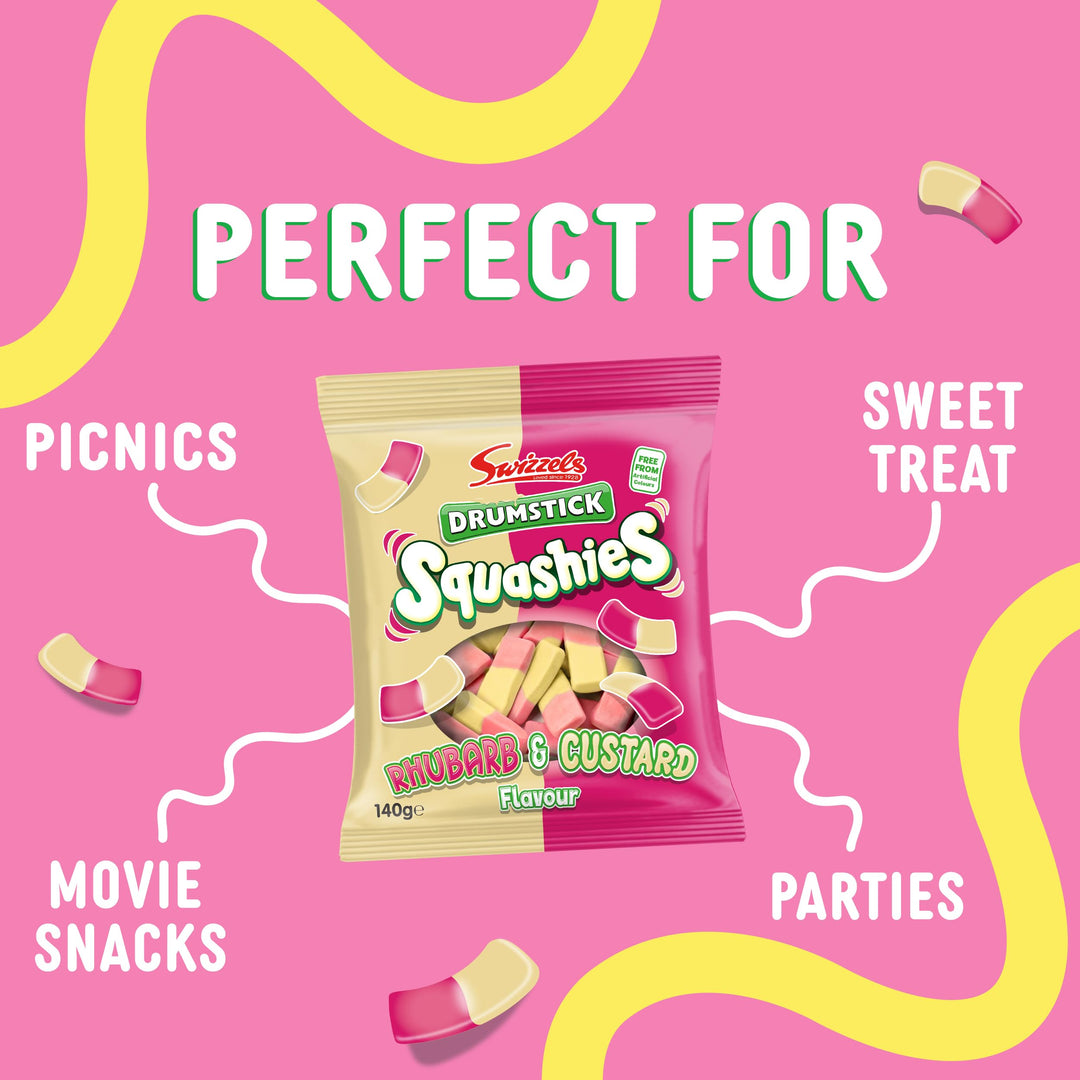 Swizzels Rhubarb and Custard Squashies - Chewy Sweets (120g)