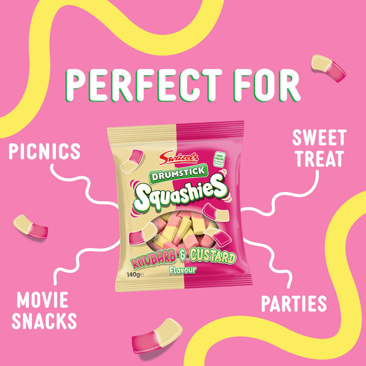 Swizzels Rhubarb and Custard Squashies - Chewy Sweets (120g)